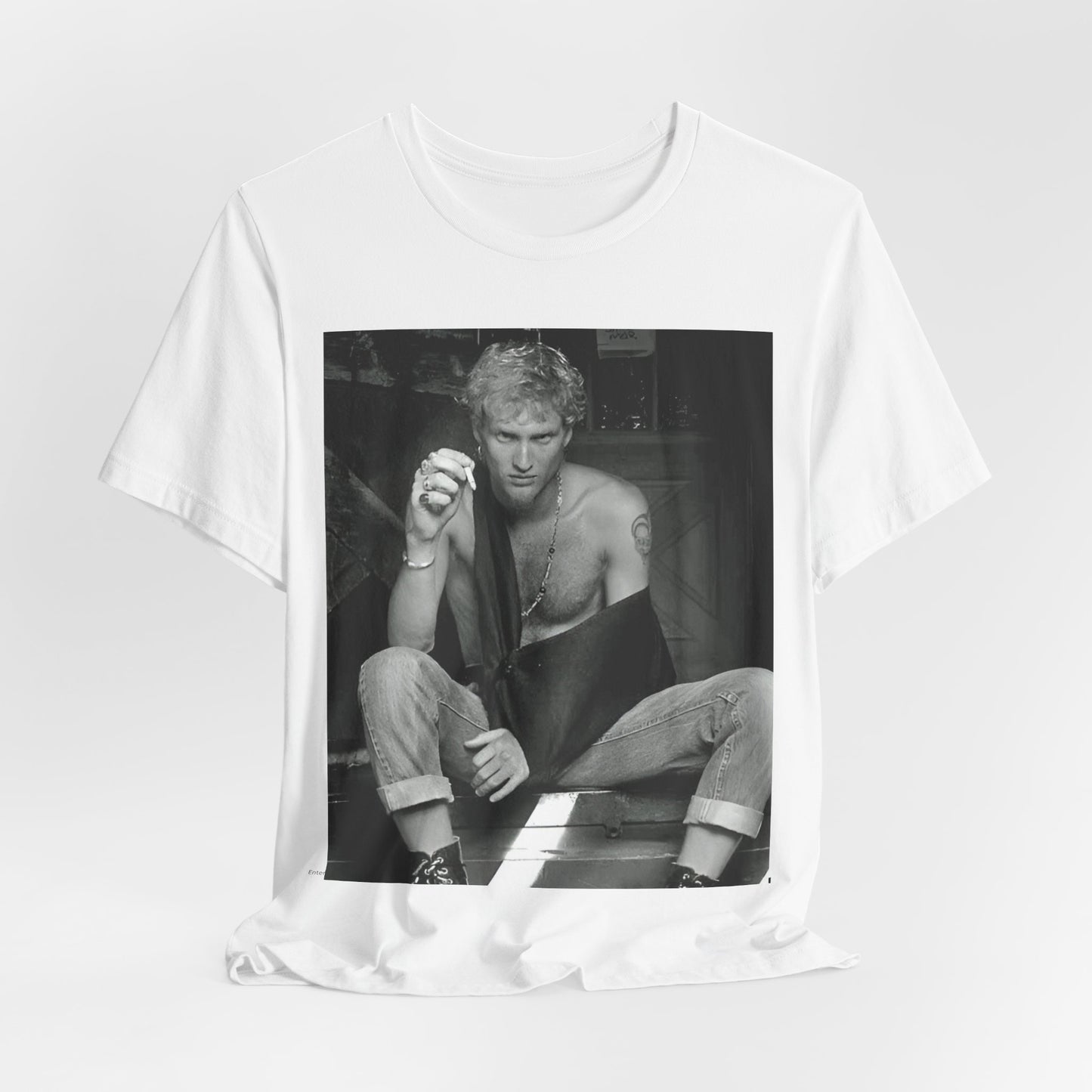A black graphic t-shirt featuring a 90s-style graphic of Layne Staley from Alice In Chains, possibly a portrait or performance image.