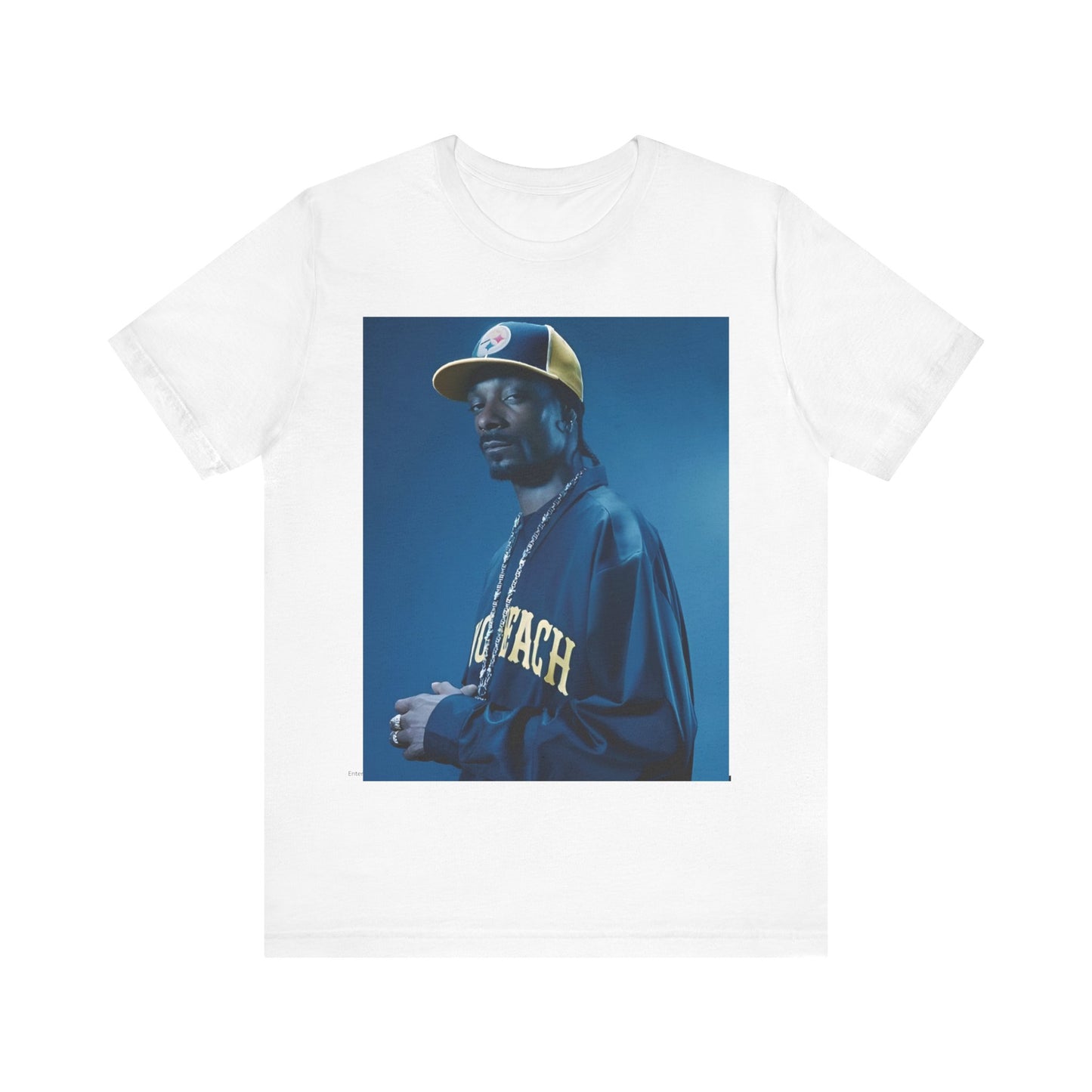 A black graphic t-shirt featuring an authentic West Coast graphic of Snoop Dogg.