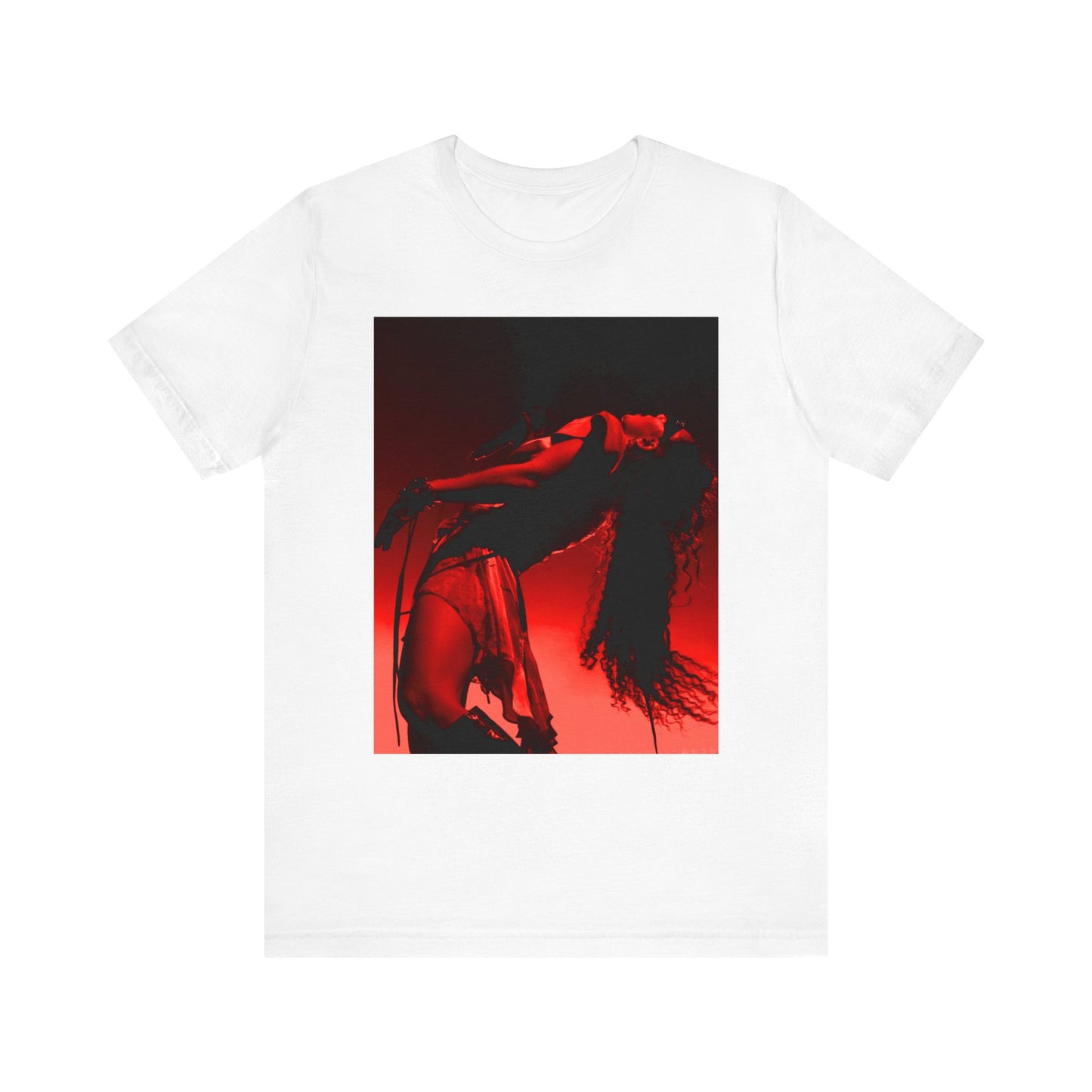 A black graphic t-shirt featuring a graphic of Charli XCX, designed with a future pop aesthetic.