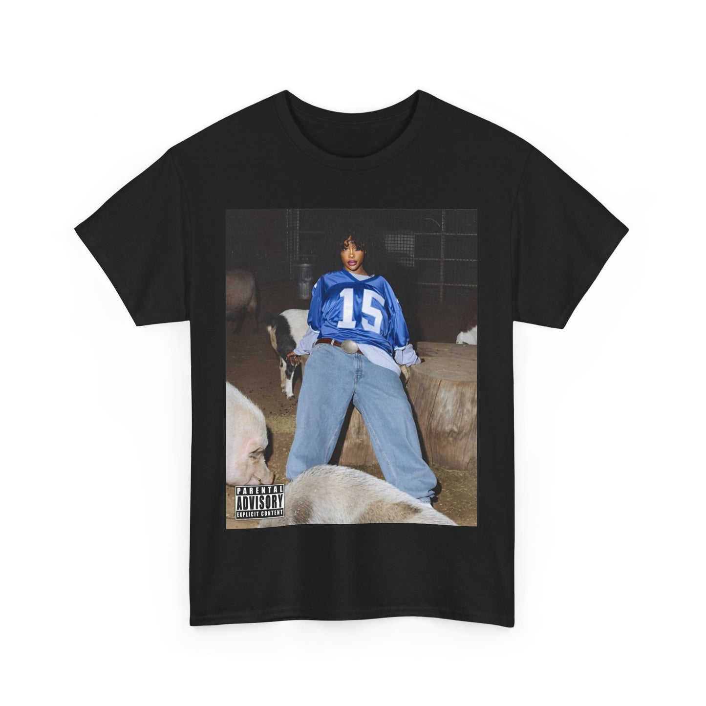 A black graphic t-shirt featuring a graphic related to SZA's 'LANA' album era.