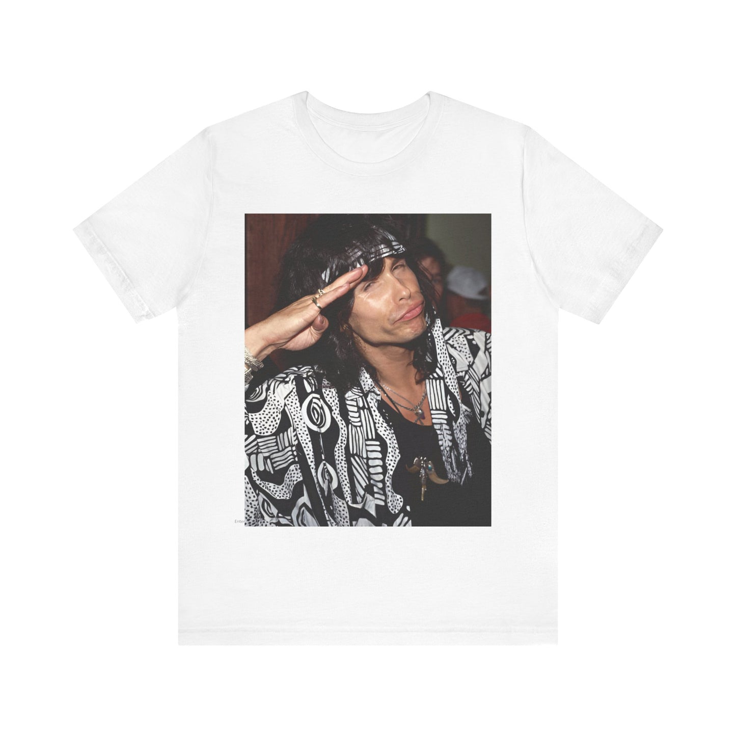 A black graphic t-shirt featuring a design related to Aerosmith's 'Get a Grip' tour, possibly incorporating album art elements or band visuals from that era.