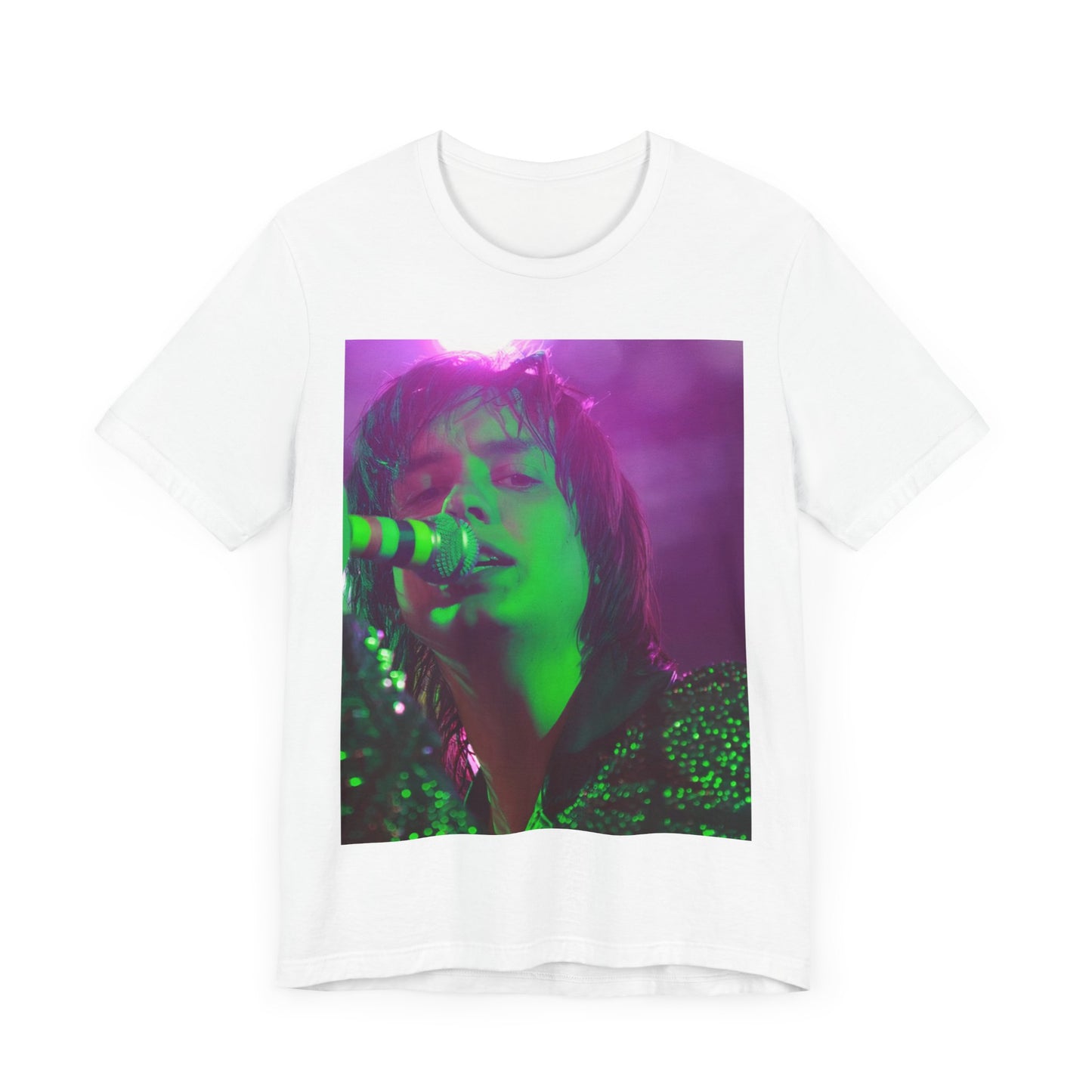 A black graphic t-shirt featuring a graphic related to The Strokes and the early 2000s rock revival.
