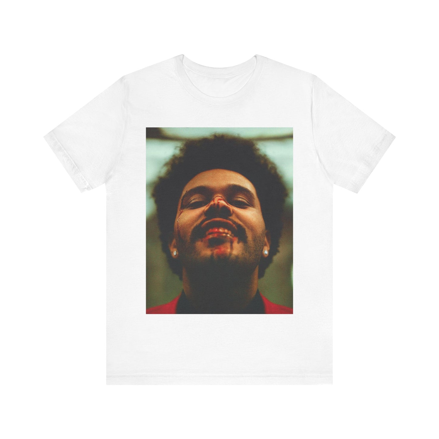A black graphic t-shirt featuring the album cover art for The Weeknd's 'After Hours'.