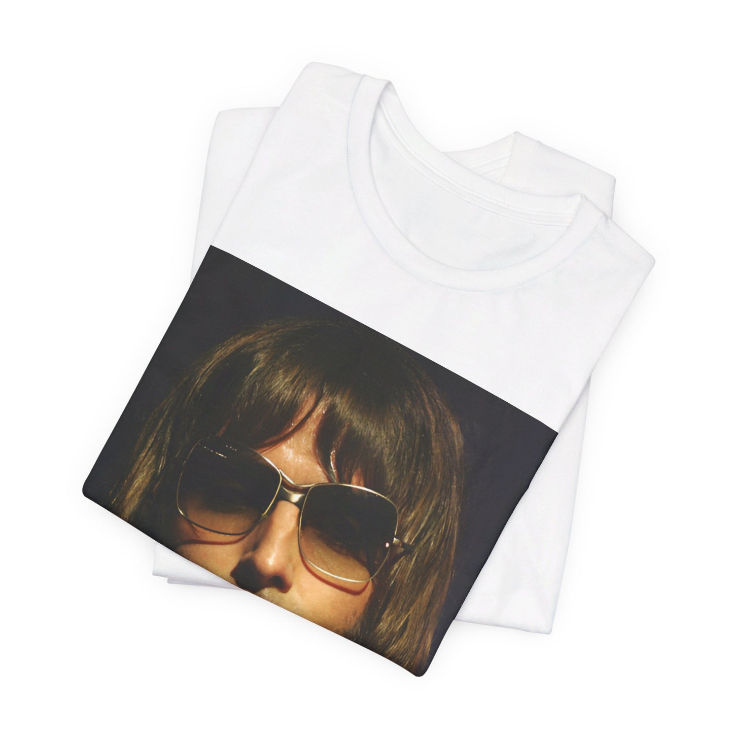A black graphic t-shirt featuring a photo portrait of Liam Gallagher from Oasis.