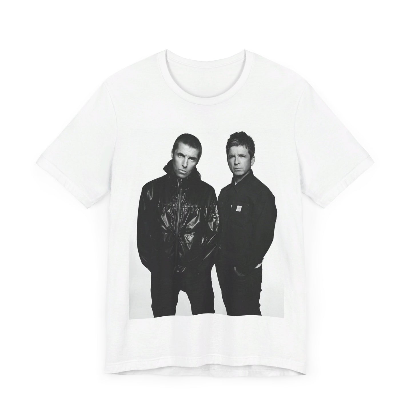 A black graphic t-shirt featuring a graphic of Oasis, possibly suggesting a reunion.