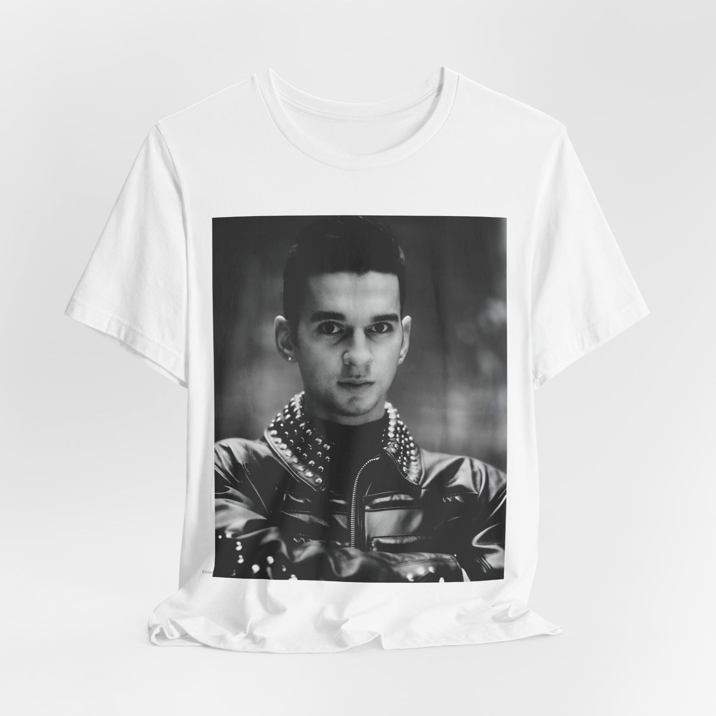 A black graphic t-shirt featuring a vintage 80s graphic of Dave Gahan from Depeche Mode.