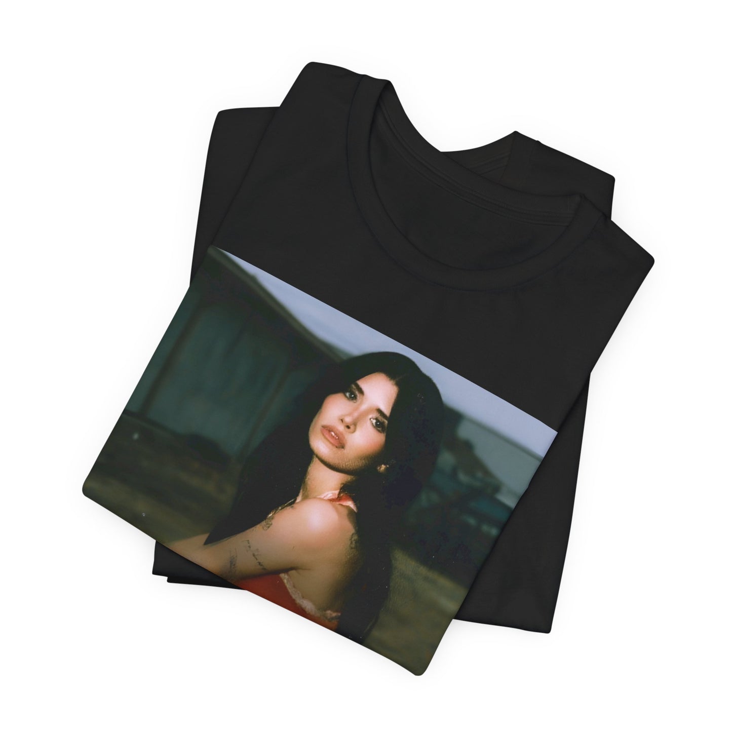 A black graphic t-shirt featuring a cool emo graphic of Nessa Barrett.