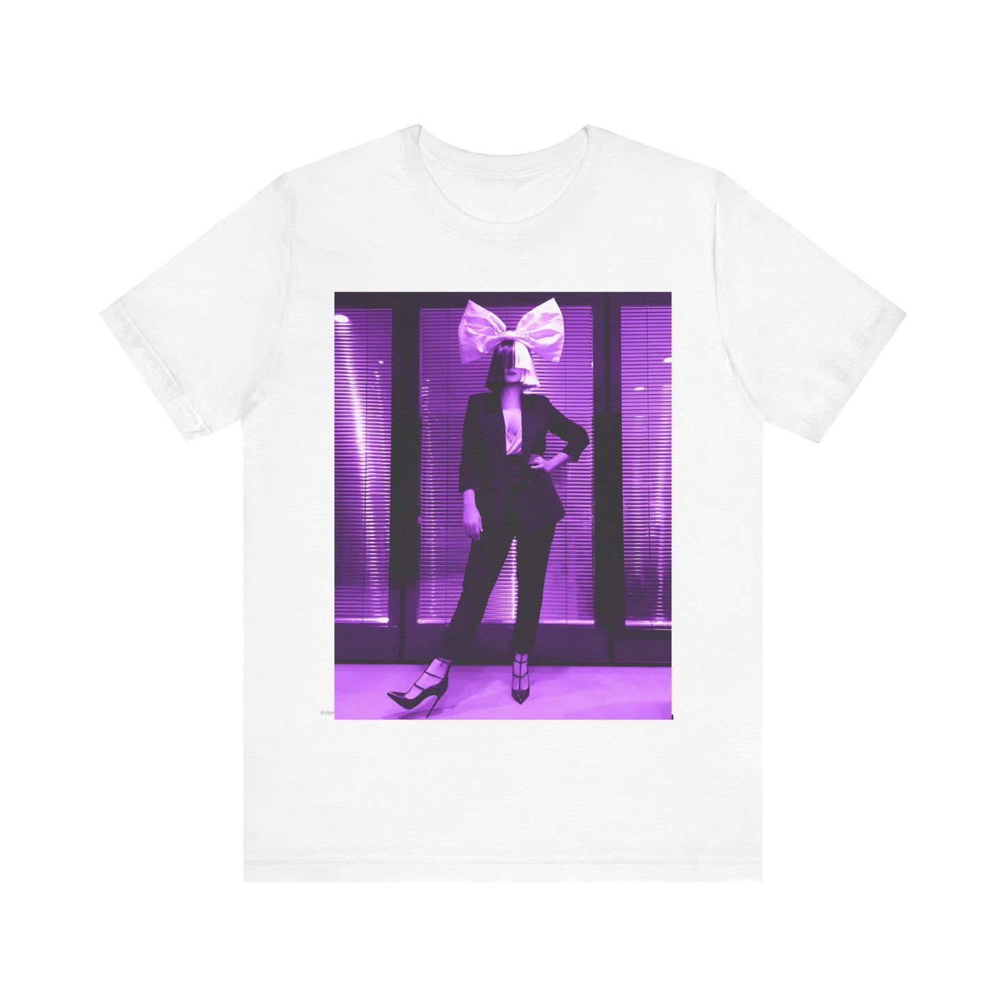 A black graphic t-shirt featuring a vintage pop diva graphic of Sia.