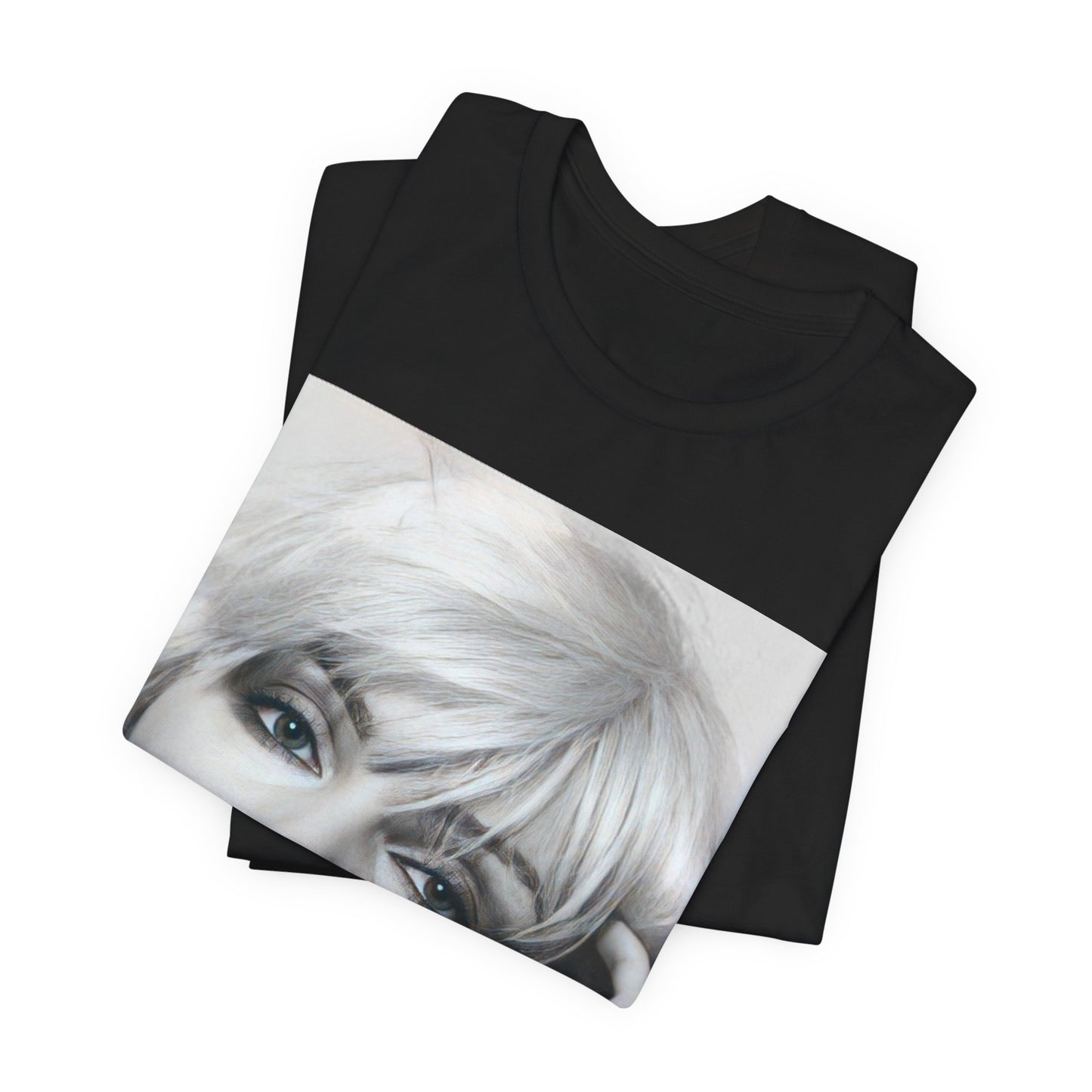 A black graphic t-shirt featuring an iconic black and white portrait photo of Debbie Harry from Blondie.