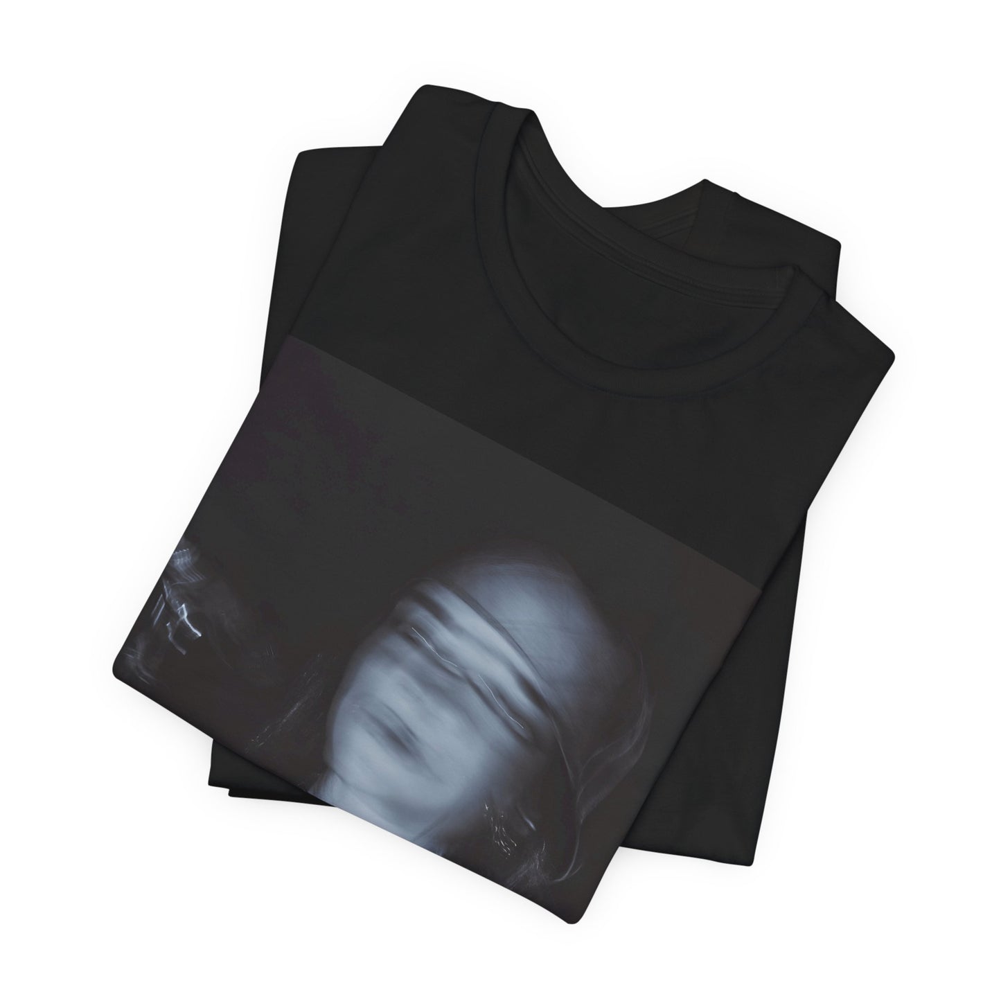 A photo of Billie Eilish in a classic 'anti-popstar' pose, with a bored expression and slouchy streetwear, printed on a graphic t-shirt.
