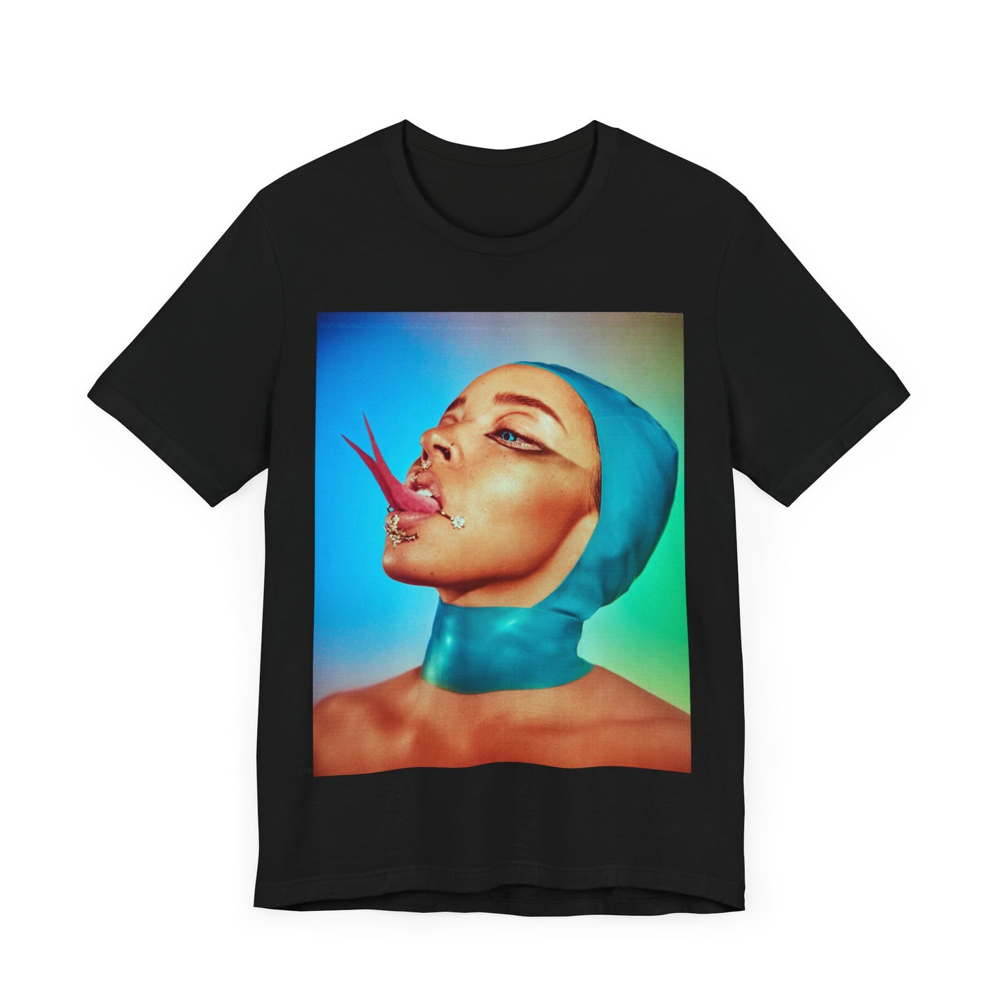 A black graphic t-shirt featuring a classic underground R&B graphic of Tinashe.