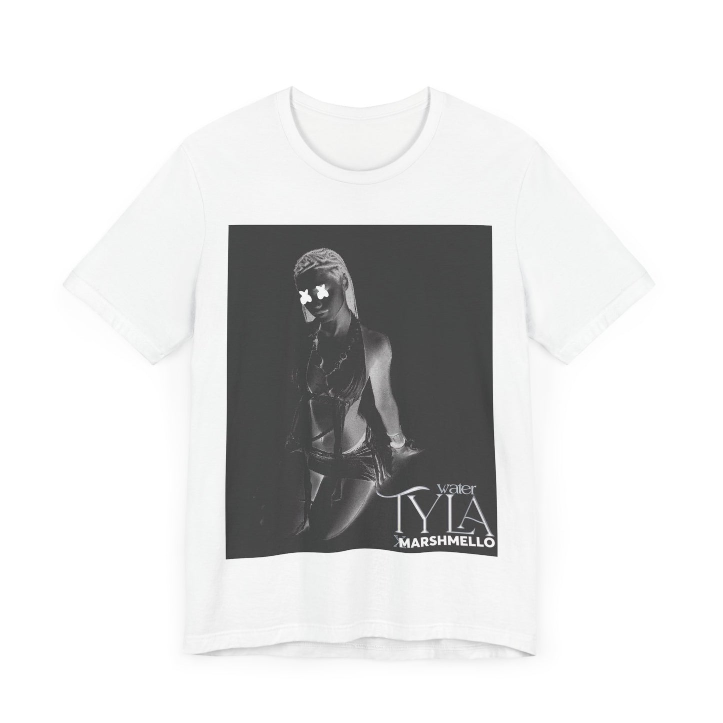 A black graphic t-shirt featuring a vintage amapiano icon graphic of Tyla.