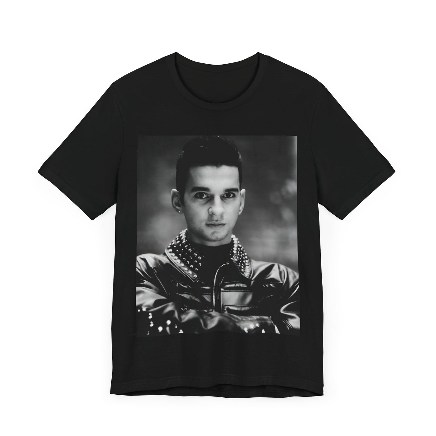 A black graphic t-shirt featuring a vintage 80s graphic of Dave Gahan from Depeche Mode.