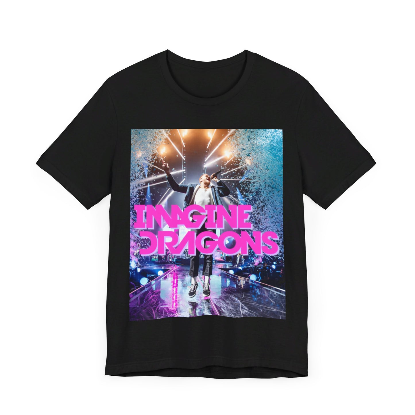 A black graphic t-shirt featuring a tour concert graphic of Imagine Dragons.