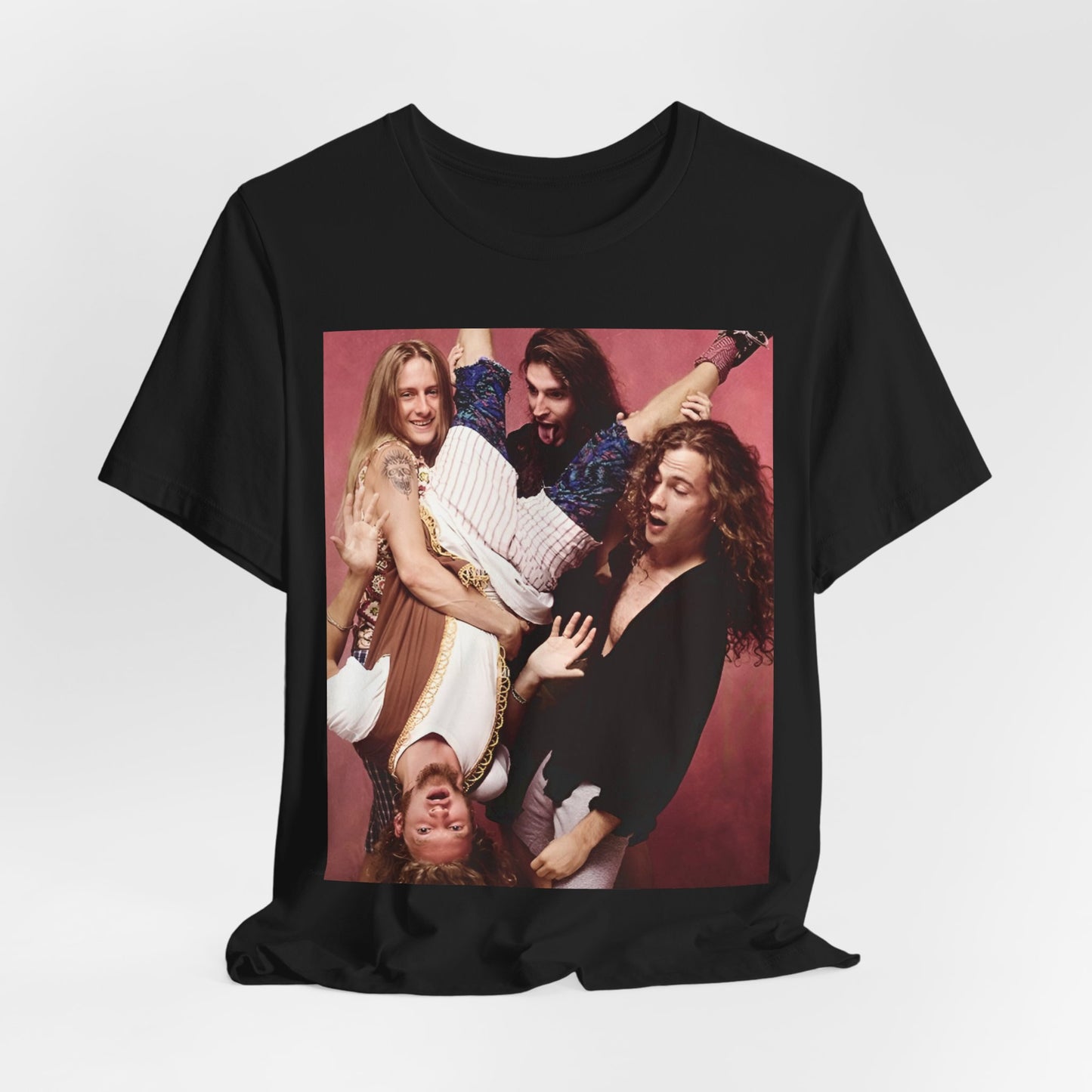 A black graphic t-shirt featuring a humorous or candid photo/illustration of Alice In Chains band members from the 90s alt-rock era.