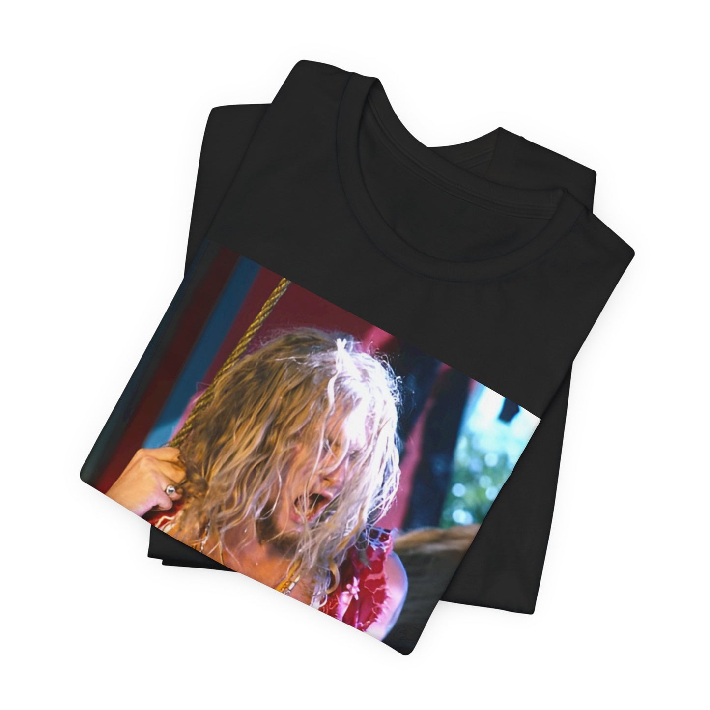 A black graphic t-shirt featuring a dynamic and 'wild' tour graphic of Alice In Chains from the 1990s, depicting chaotic live energy.