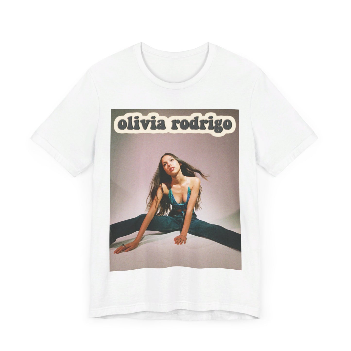 A black graphic t-shirt featuring a fierce graphic related to Olivia Rodrigo's 'good 4 u' song or era.