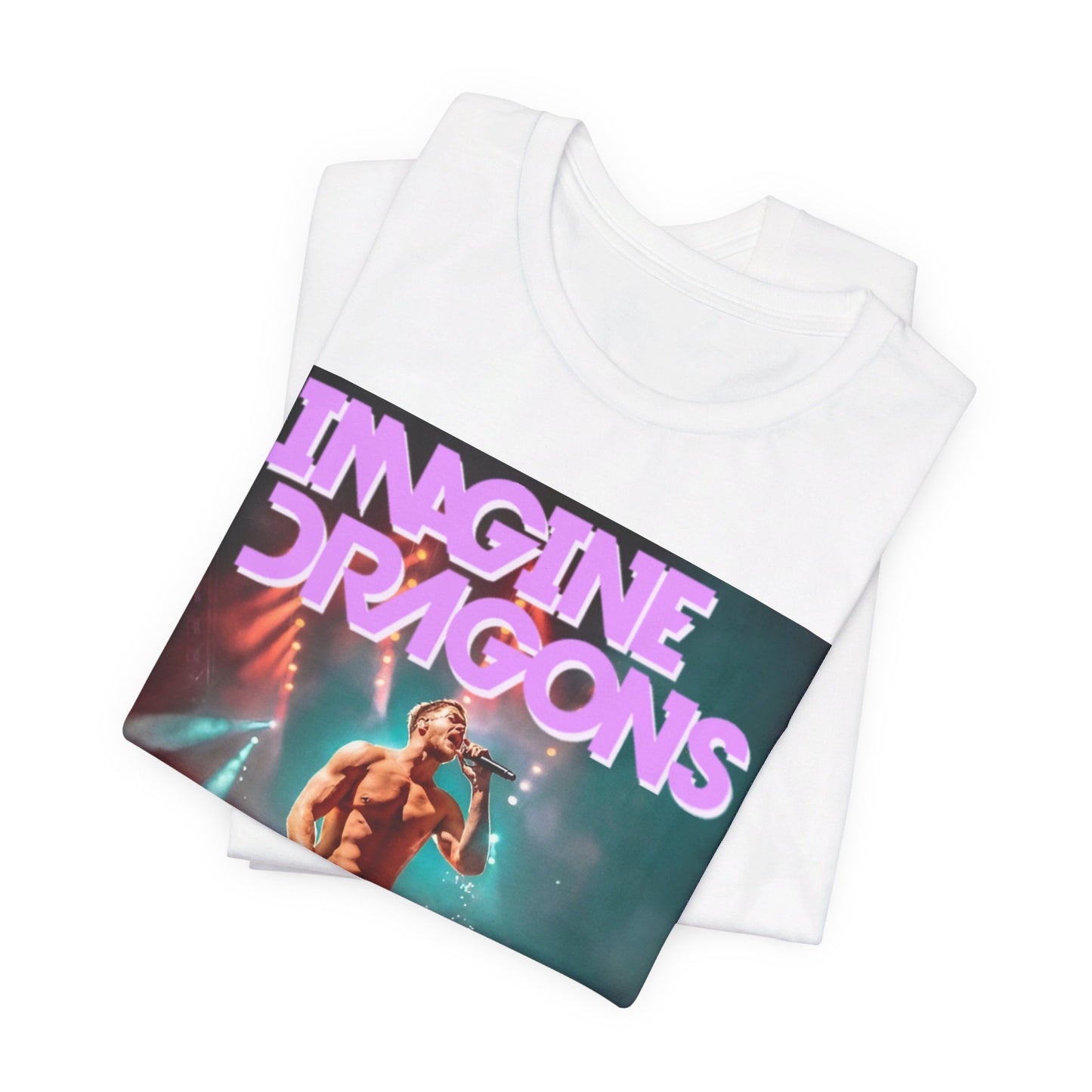 A black graphic t-shirt featuring a graphic of Imagine Dragons with a dream pop vibe.