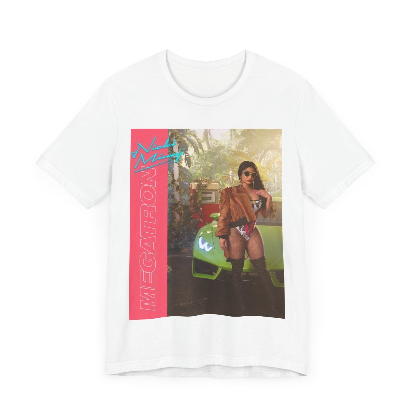 A black graphic t-shirt featuring a graphic related to Nicki Minaj's 'Megatron' song.