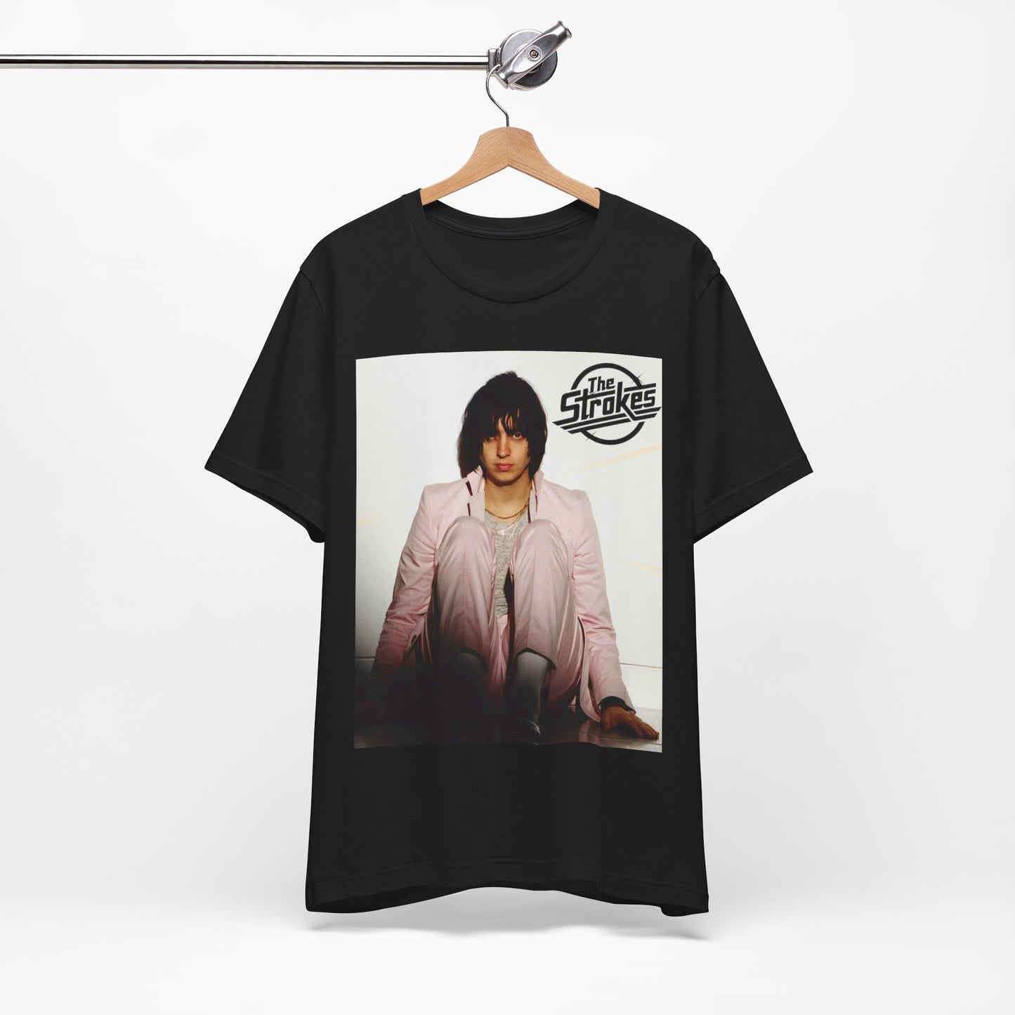 A black graphic t-shirt featuring a graphic of The Strokes with cool New York City vibes.