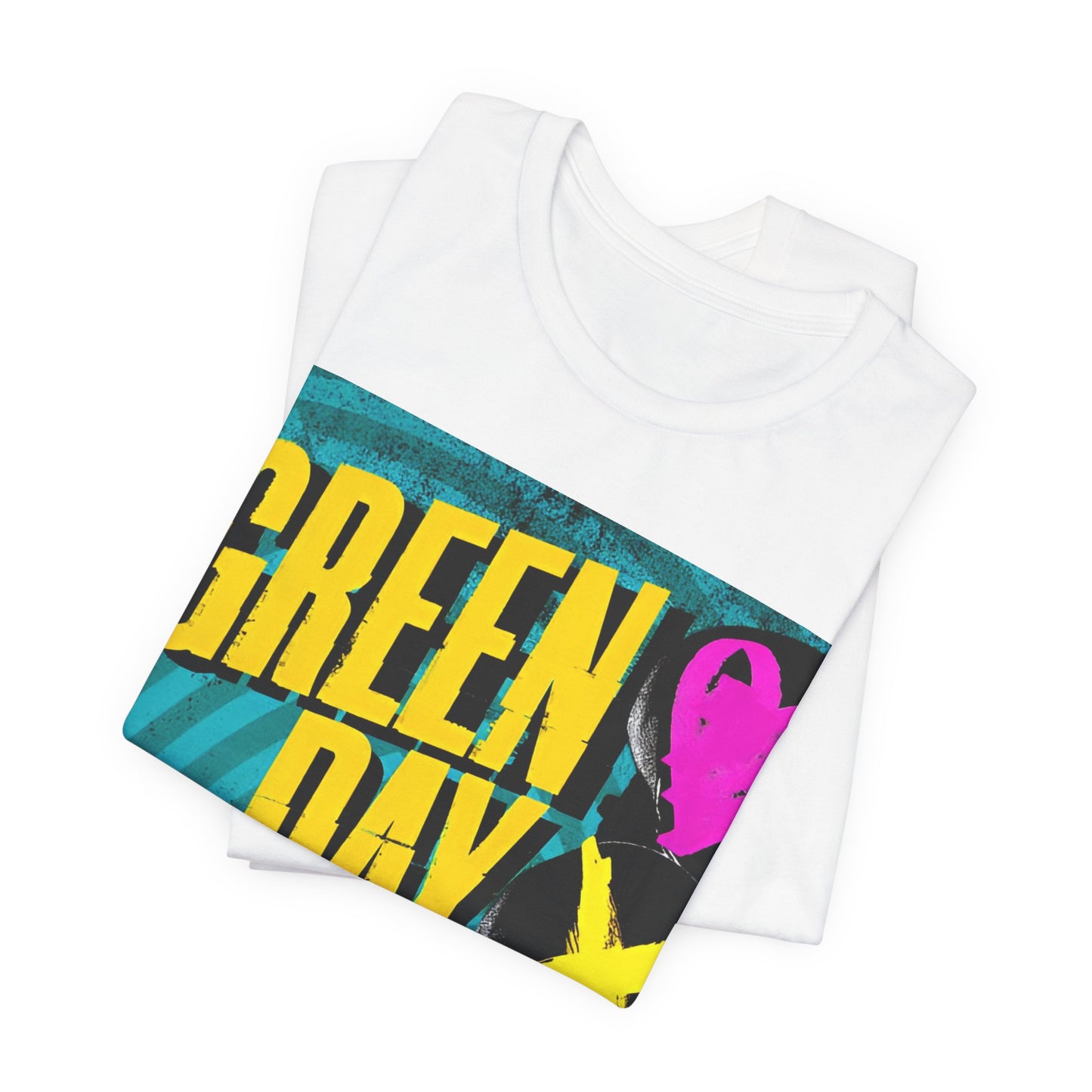 A black graphic t-shirt featuring a graphic related to Green Day's song 'Oh Love'.