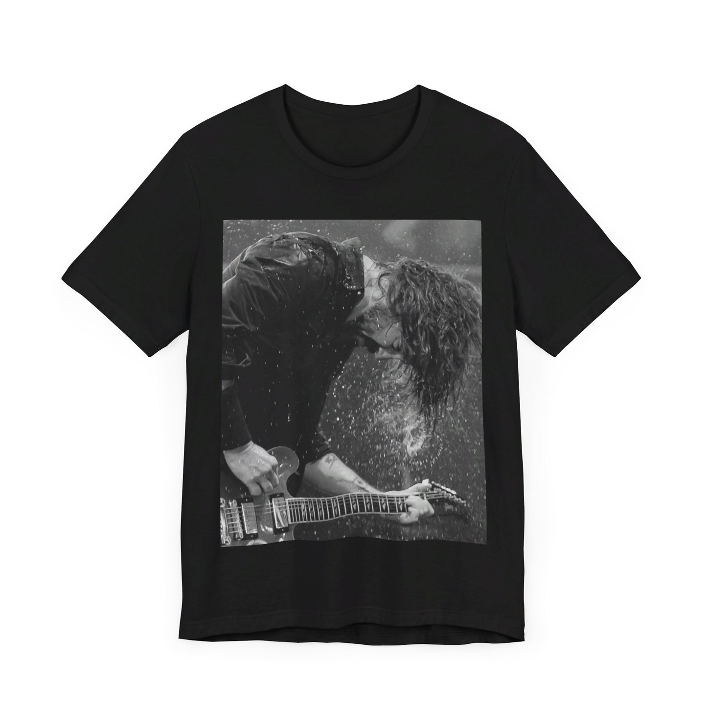 A black graphic t-shirt featuring a graphic of Dave Grohl from Foo Fighters, emphasizing his fierce on-stage presence.
