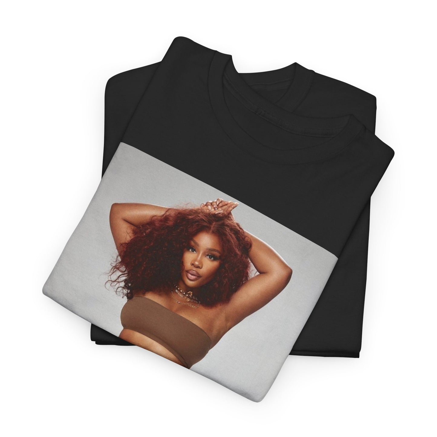 A black graphic t-shirt featuring a boxy graphic related to SZA's 'Ctrl' album era.