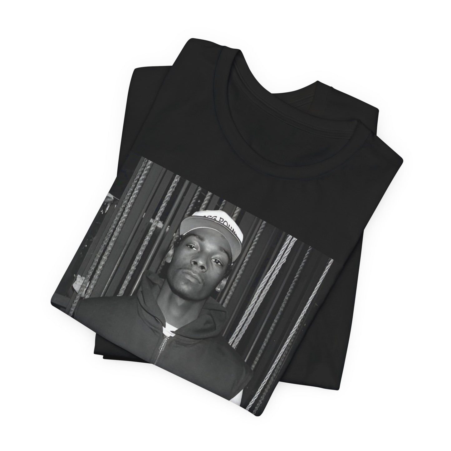 A black graphic t-shirt featuring a graphic of Snoop Dogg emphasizing a rebellious spirit.