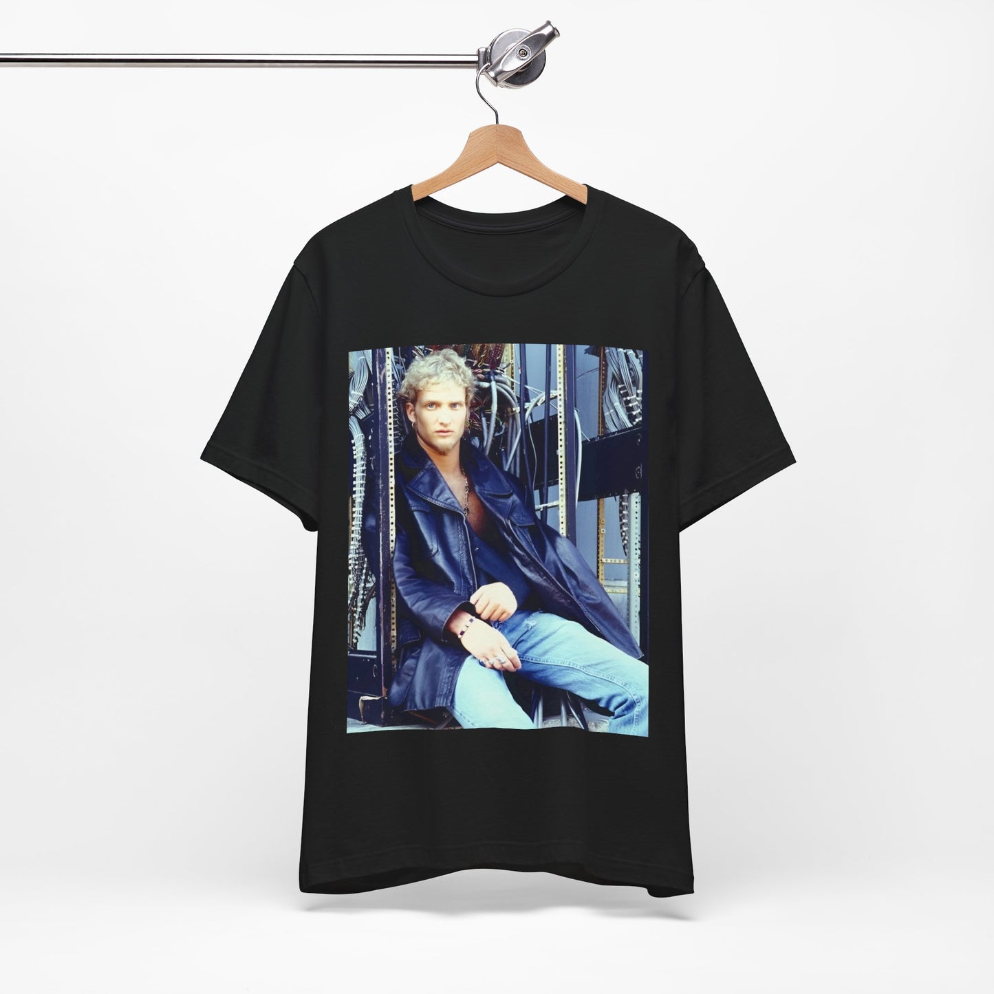 A black graphic t-shirt featuring a 90s-style graphic of Layne Staley from Alice In Chains, possibly a portrait or performance image.