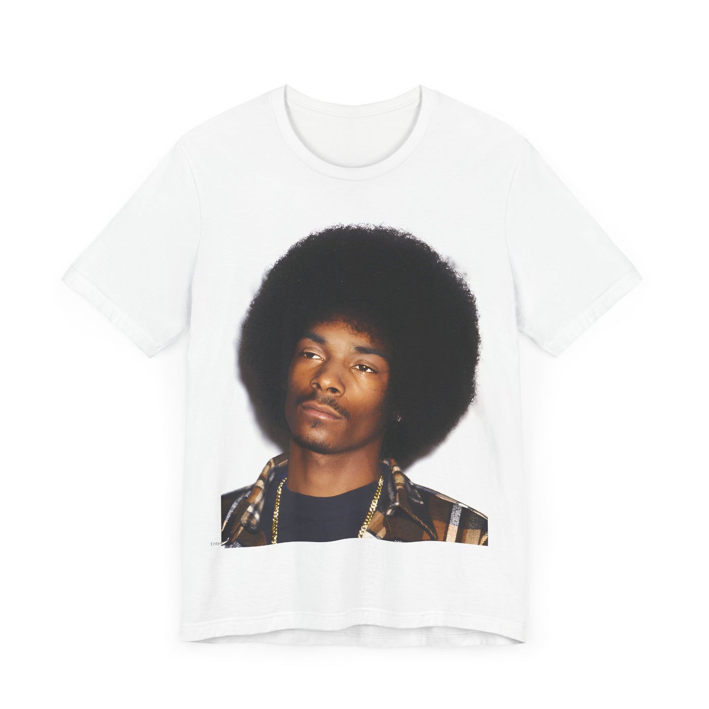 A black graphic t-shirt featuring a 90s vintage hip hop icon graphic of Snoop Dogg.