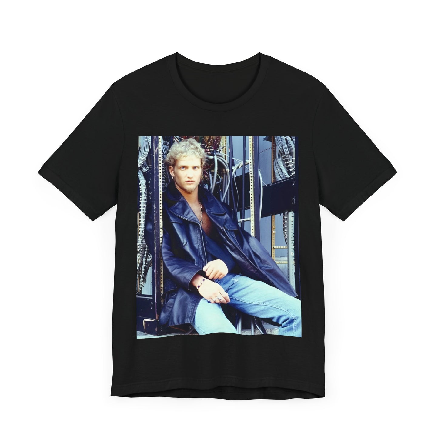 A black graphic t-shirt featuring a 90s-style graphic of Layne Staley from Alice In Chains, possibly a portrait or performance image.