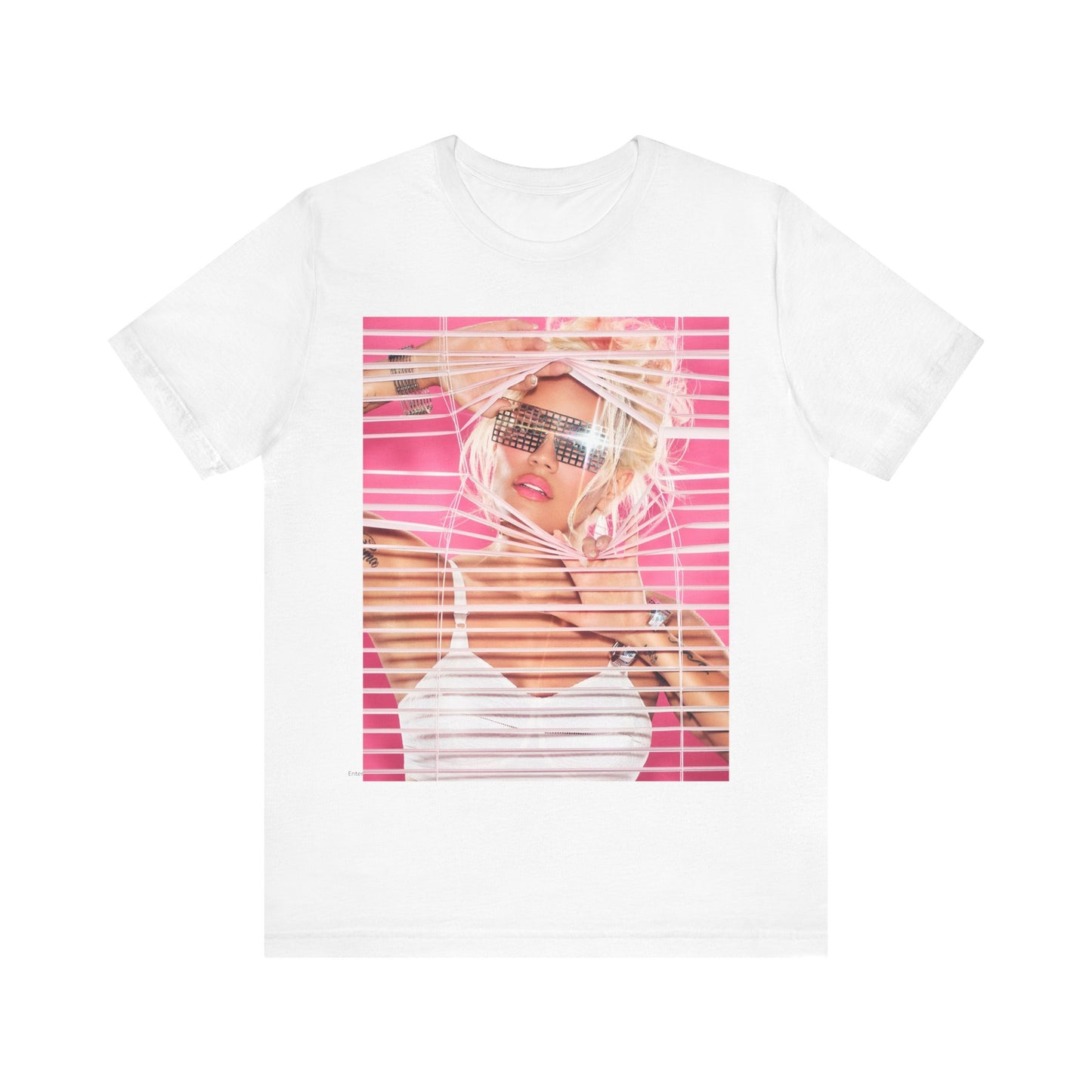 A black graphic t-shirt featuring a graphic of Karol G in a cool Latin trap style.