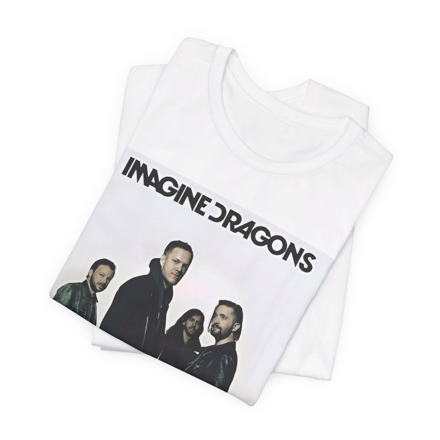 A black graphic t-shirt featuring a melodic indie rock graphic of Imagine Dragons.