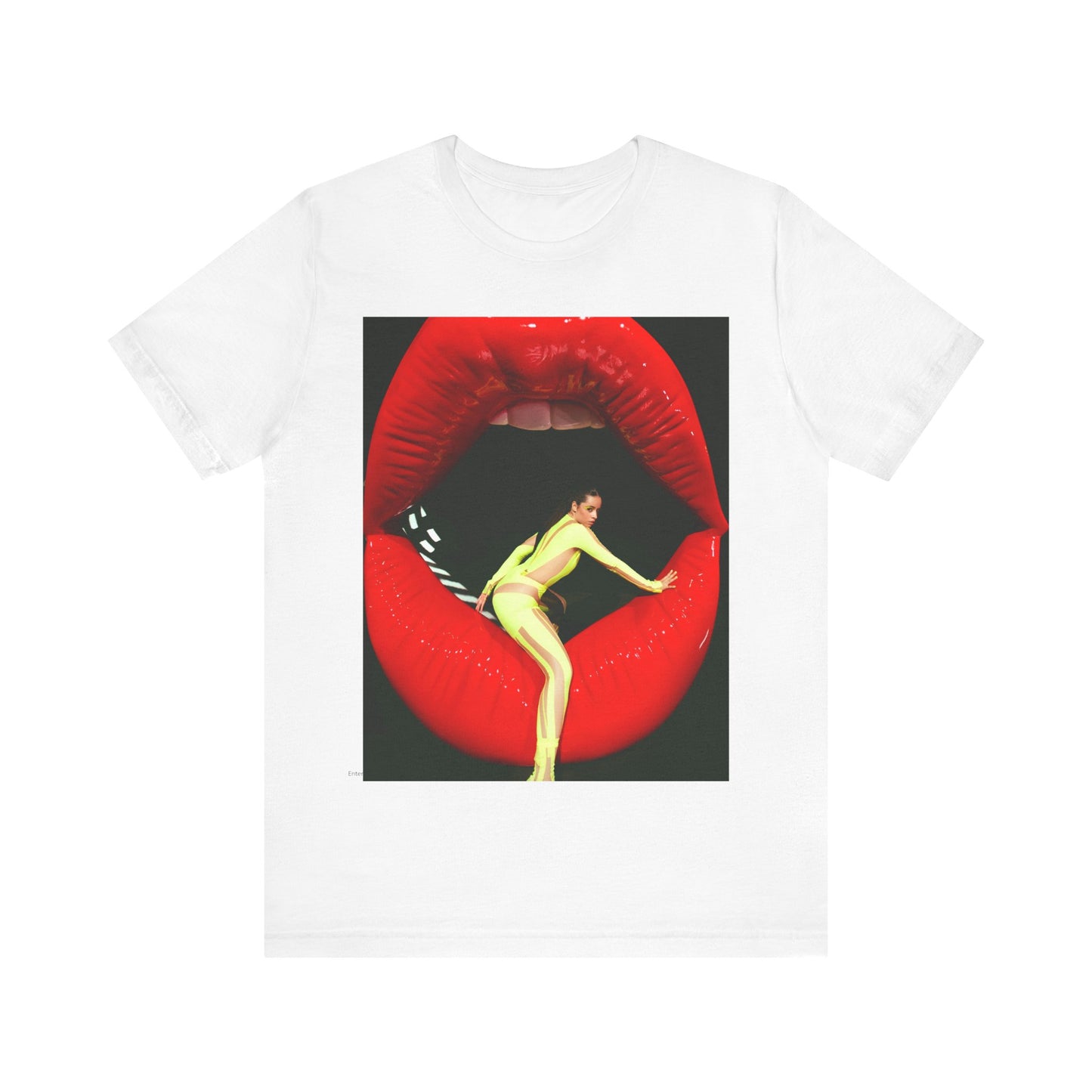 A black graphic t-shirt featuring a graphic of Camila Cabello with a 'rebel heart' or edgy pop star aesthetic.