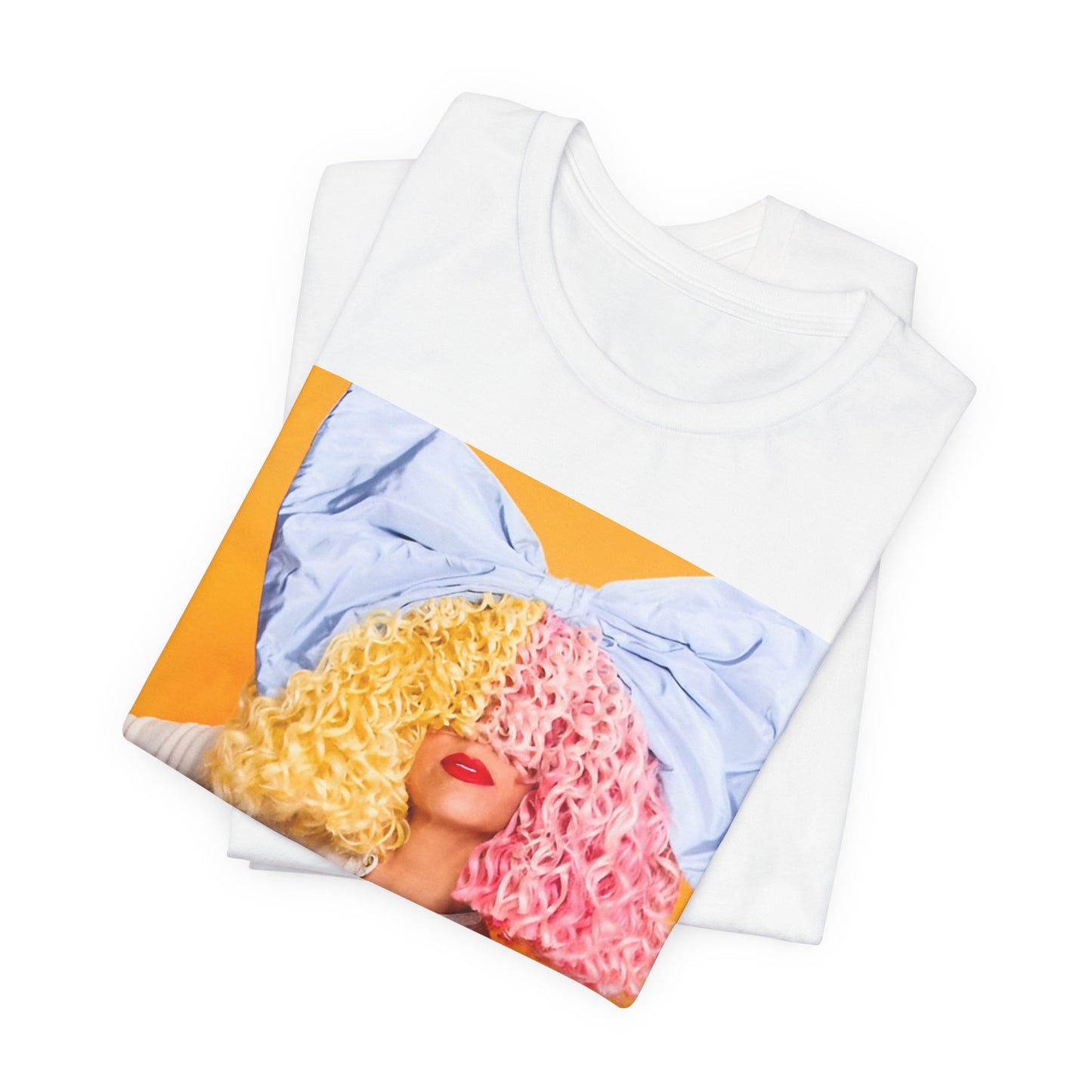 A black graphic t-shirt featuring a chill indie pop graphic of Sia.