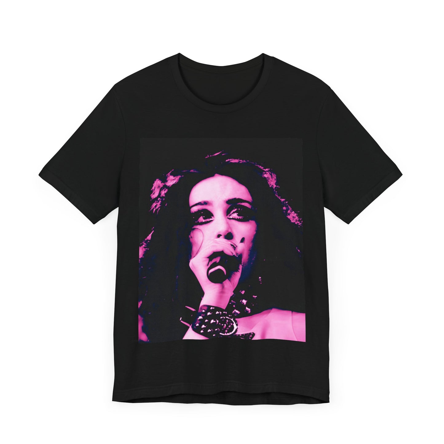 A black graphic t-shirt featuring a graphic related to Chappell Roan's song "Good Luck, Babe!".