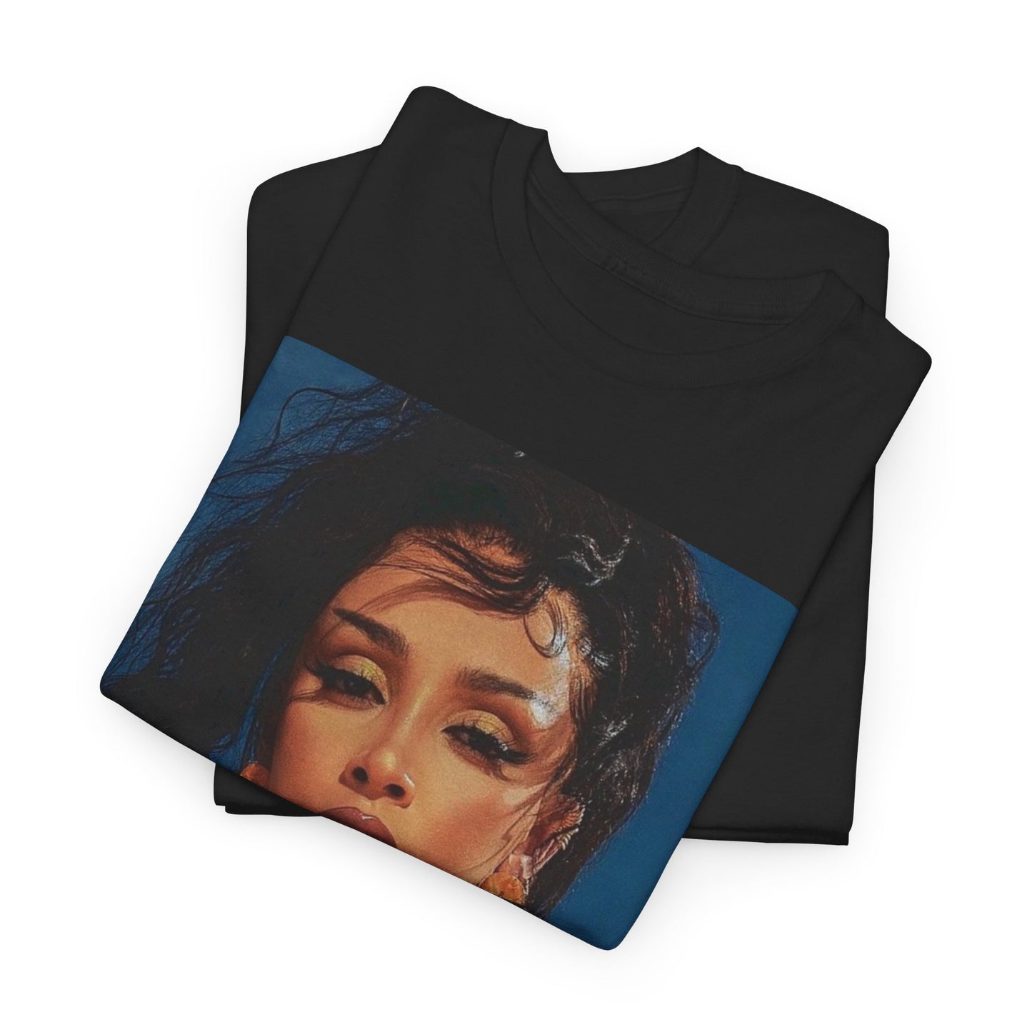 A black graphic t-shirt featuring a graphic of Doja Cat, evoking her 'Streets' era aesthetic.