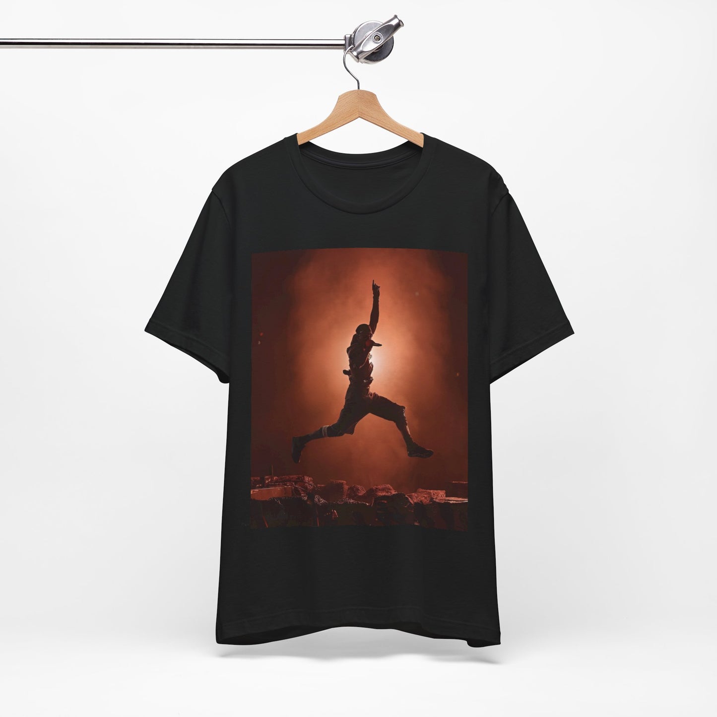 A black graphic t-shirt featuring an authentic Houston rapper graphic of Travis Scott.