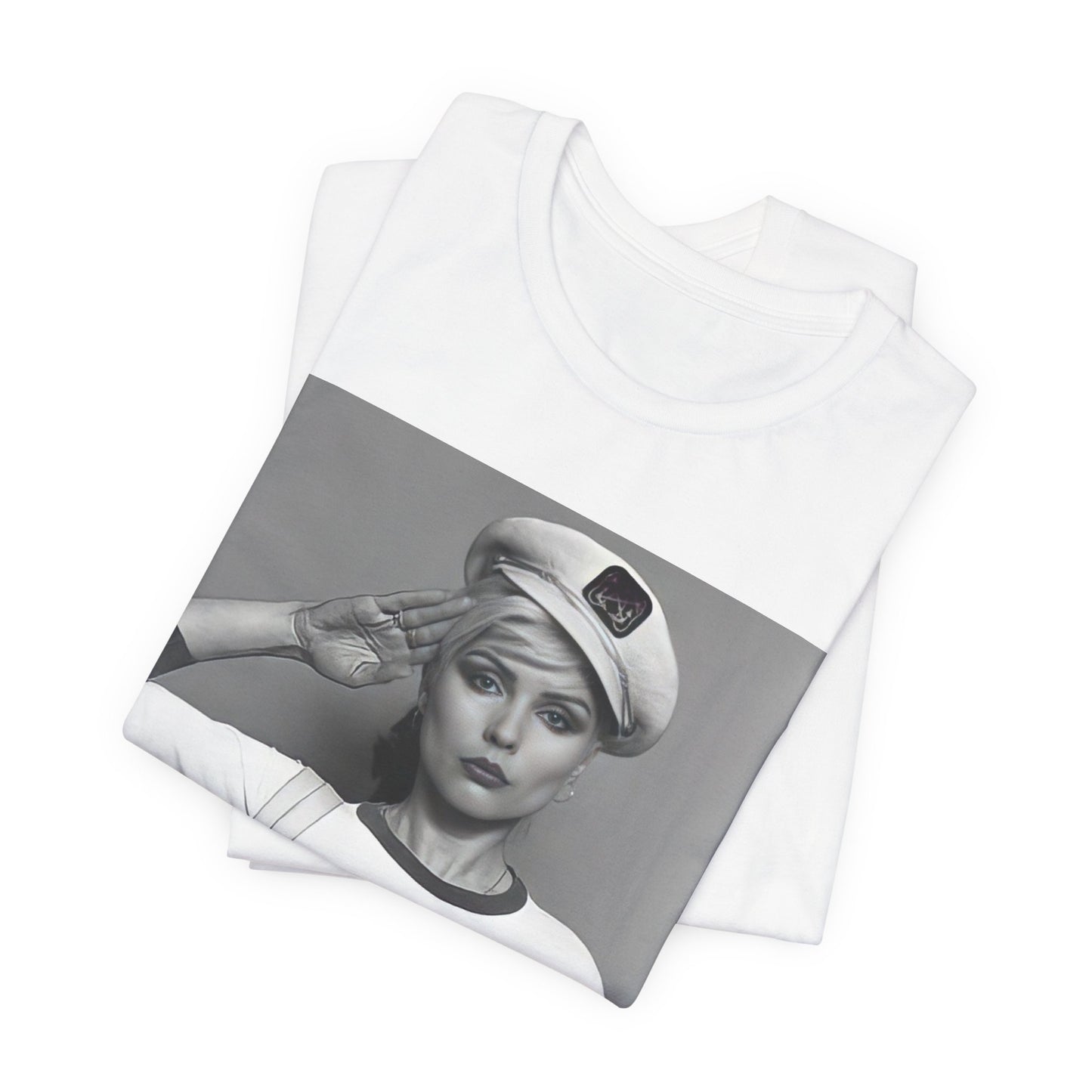 A black graphic t-shirt featuring a classic black and white graphic of the band Blondie.