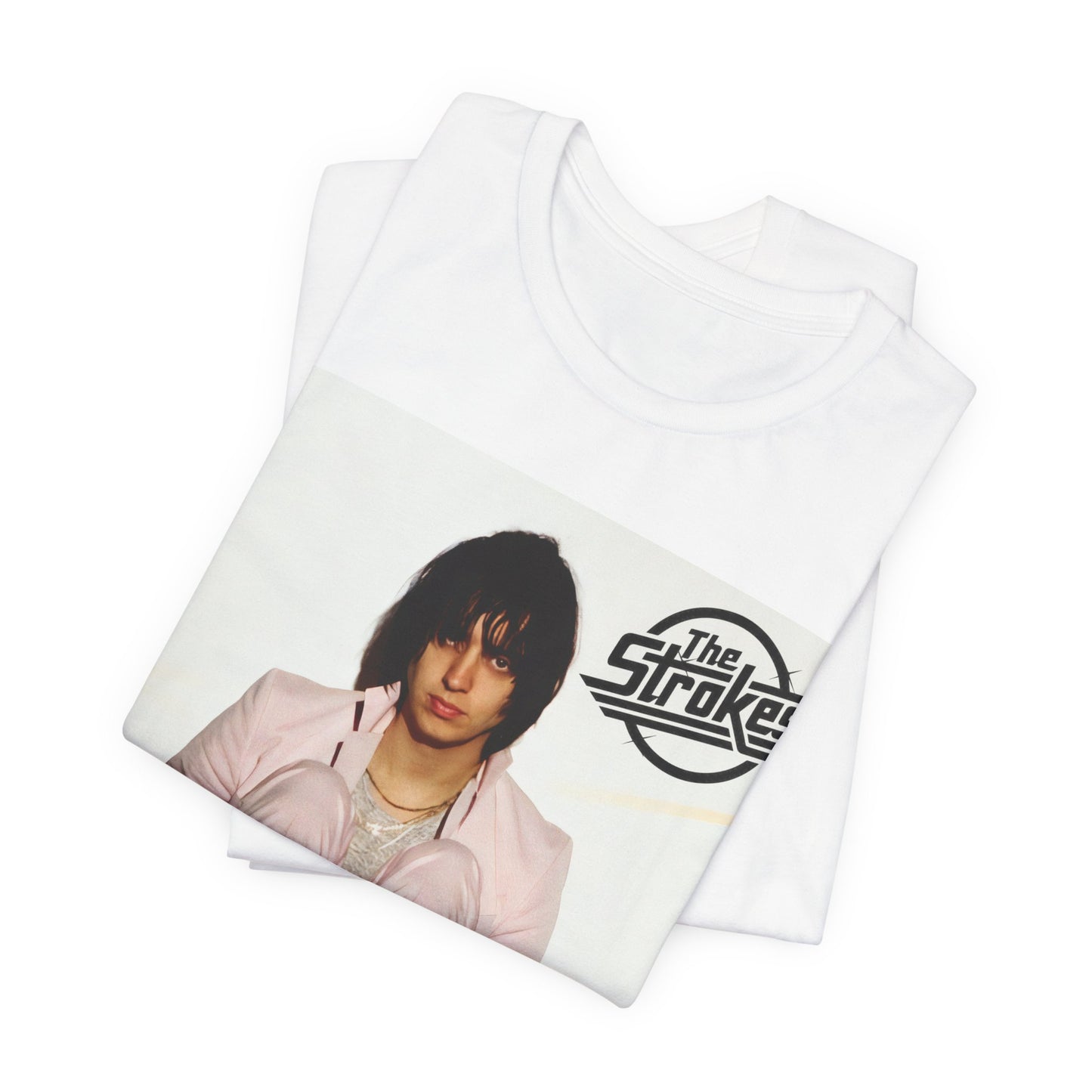 A black graphic t-shirt featuring a graphic of The Strokes with cool New York City vibes.
