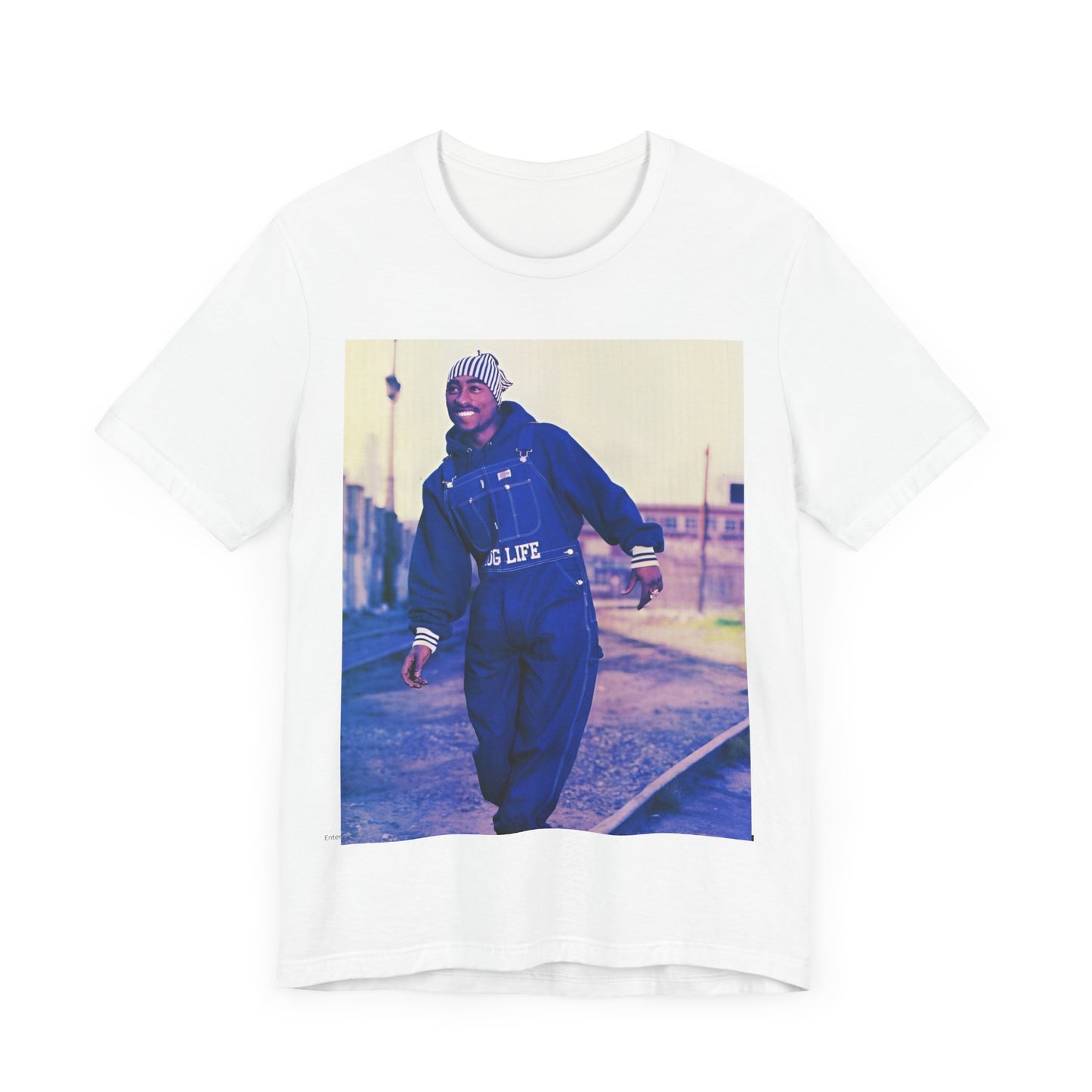 A black graphic t-shirt featuring a retro graphic related to Tupac's 'All Eyez On Me' album era.