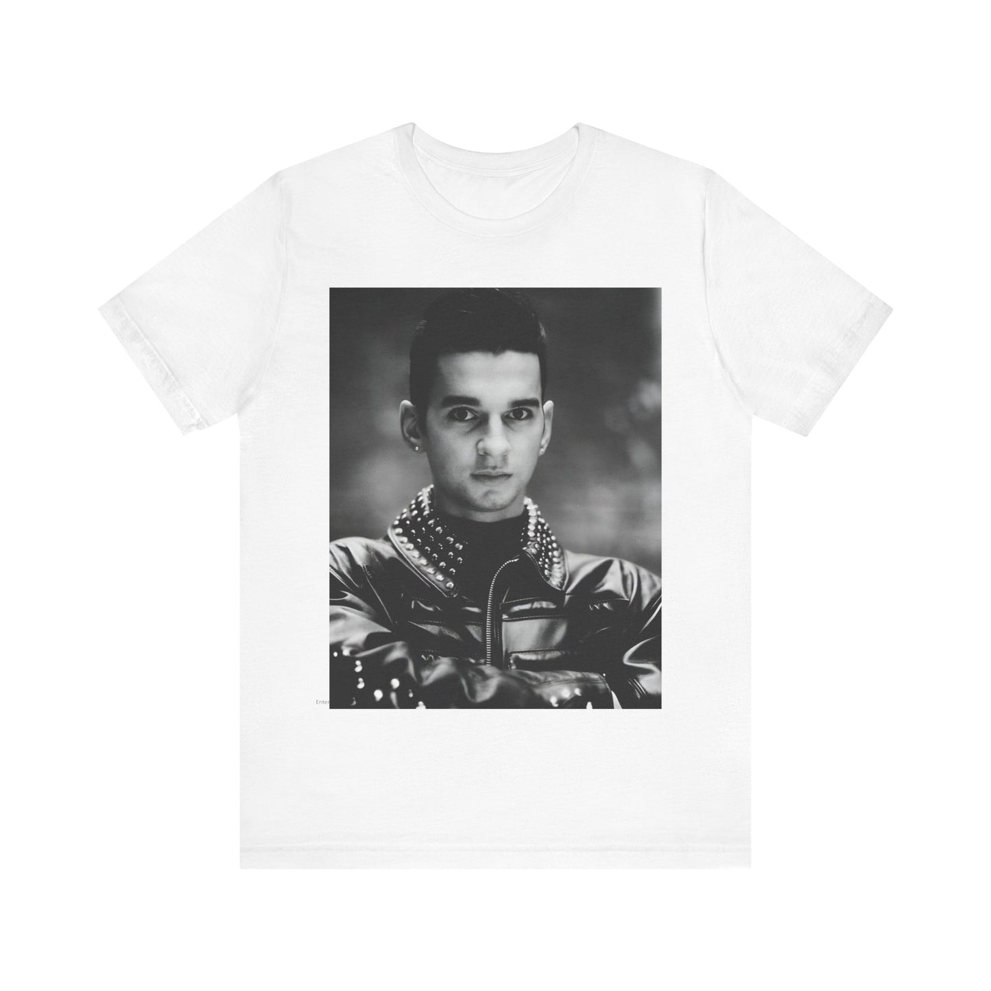 A black graphic t-shirt featuring a vintage 80s graphic of Dave Gahan from Depeche Mode.