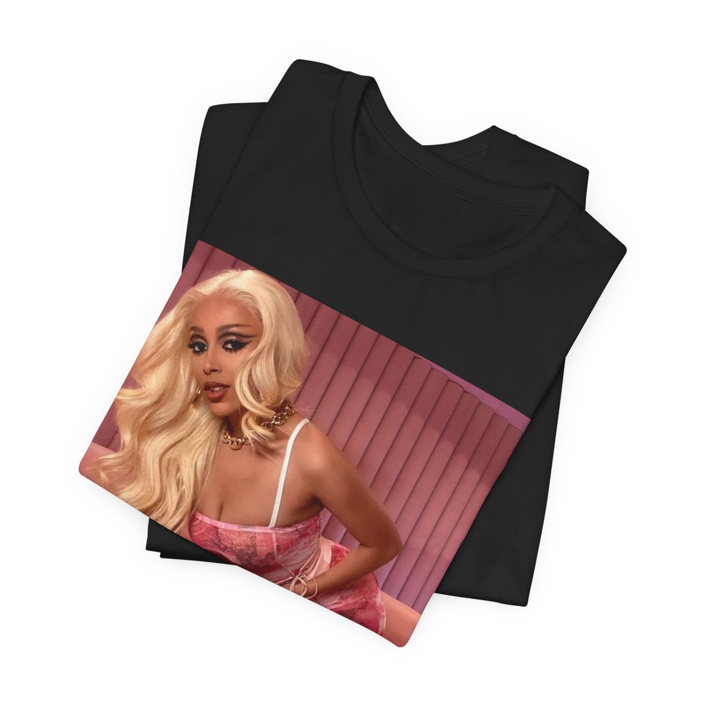 A black graphic t-shirt featuring a graphic related to Doja Cat's 'Planet Her' album era.