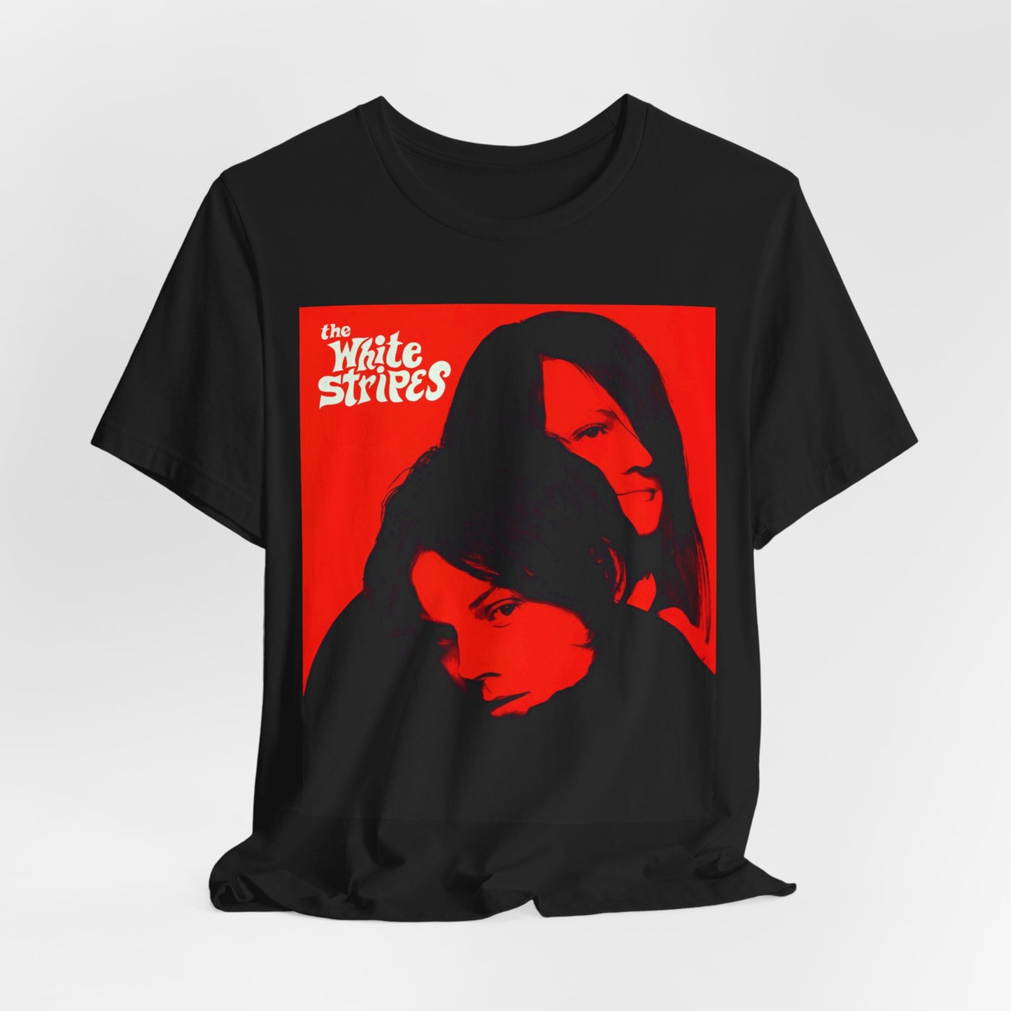 A black graphic t-shirt featuring a graphic related to The White Stripes' 'Icky Thump' album era.