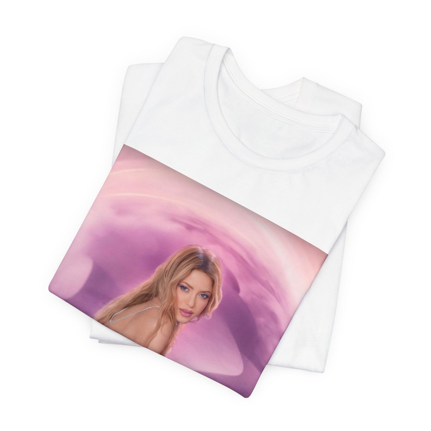 A black graphic t-shirt featuring a graphic related to Shakira's 'Waka Waka' World Cup era.