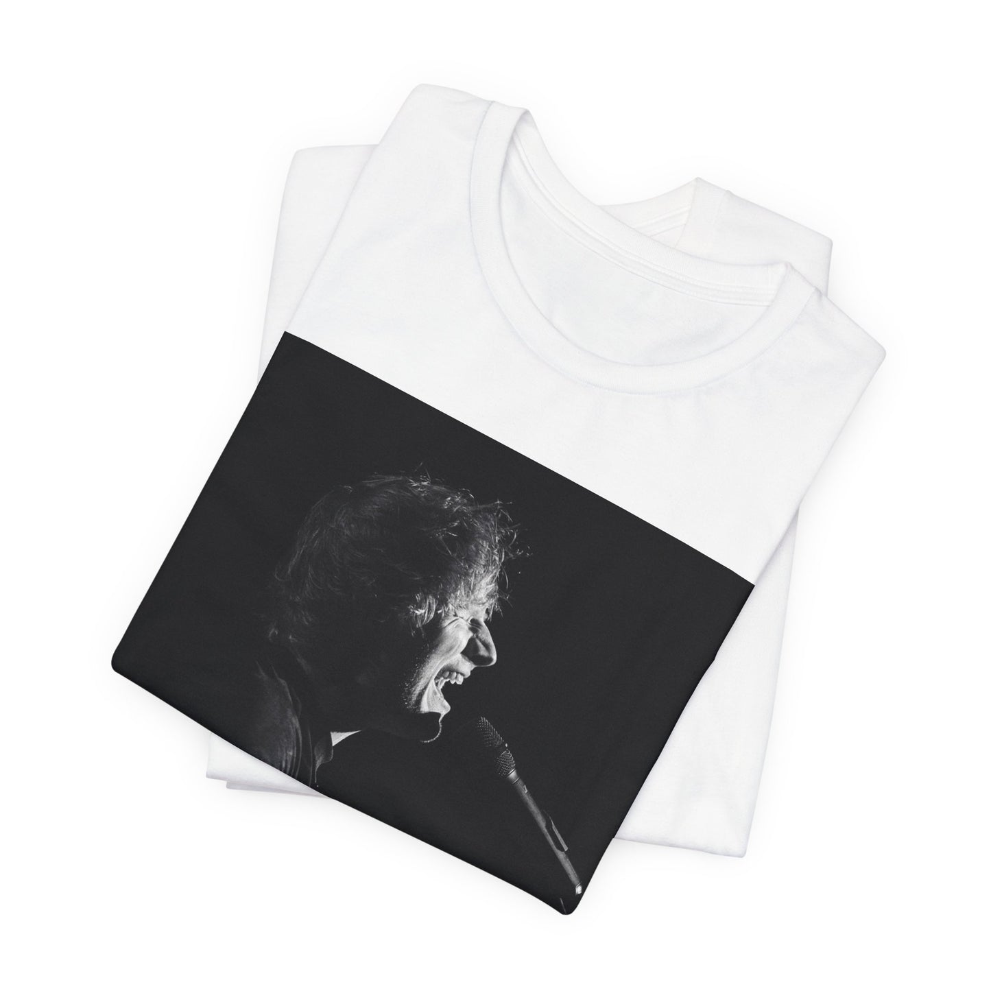 A black graphic t-shirt featuring a graphic related to Ed Sheeran's stadium tour.