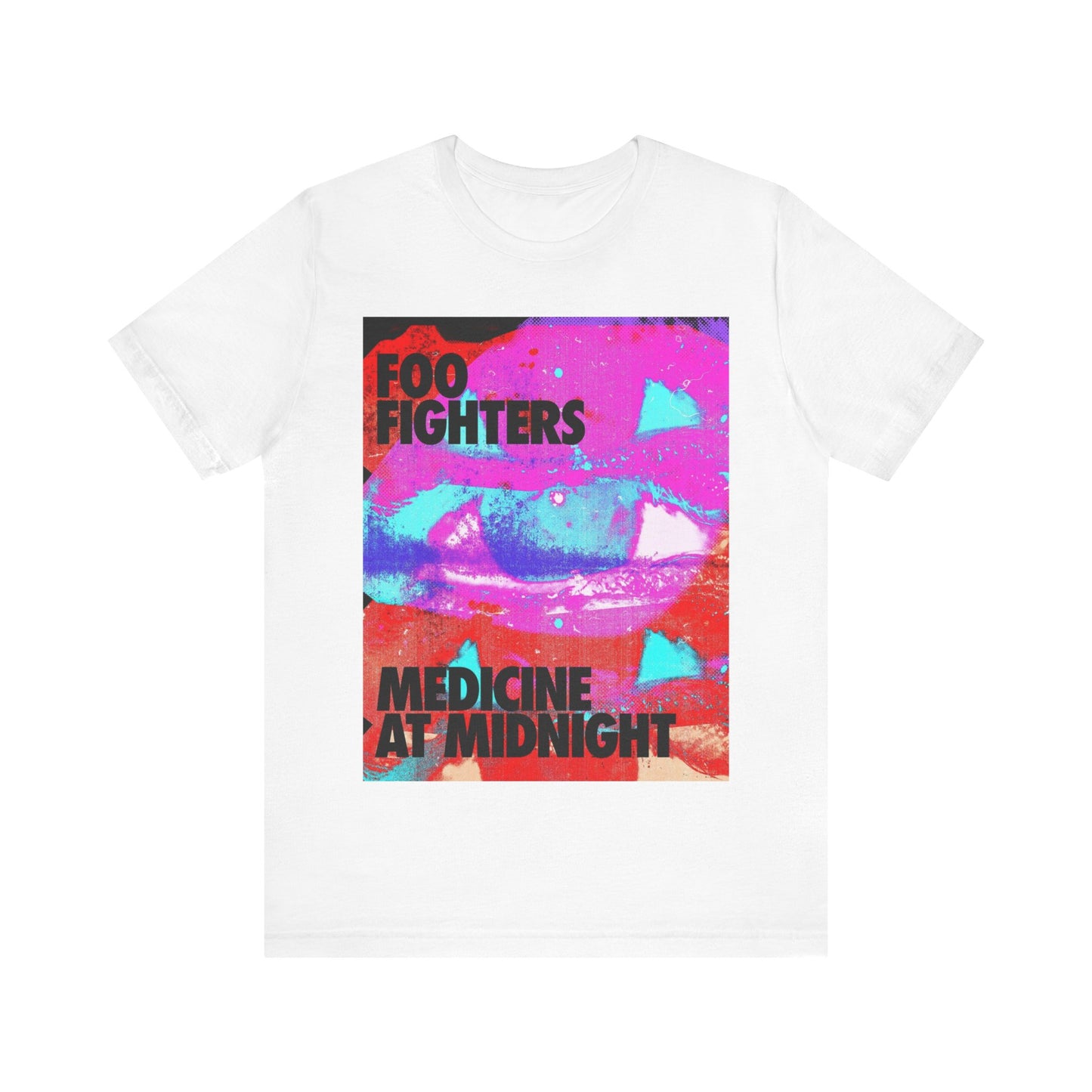 A black graphic t-shirt featuring a graphic related to Foo Fighters' 'Medicine at Midnight' album.