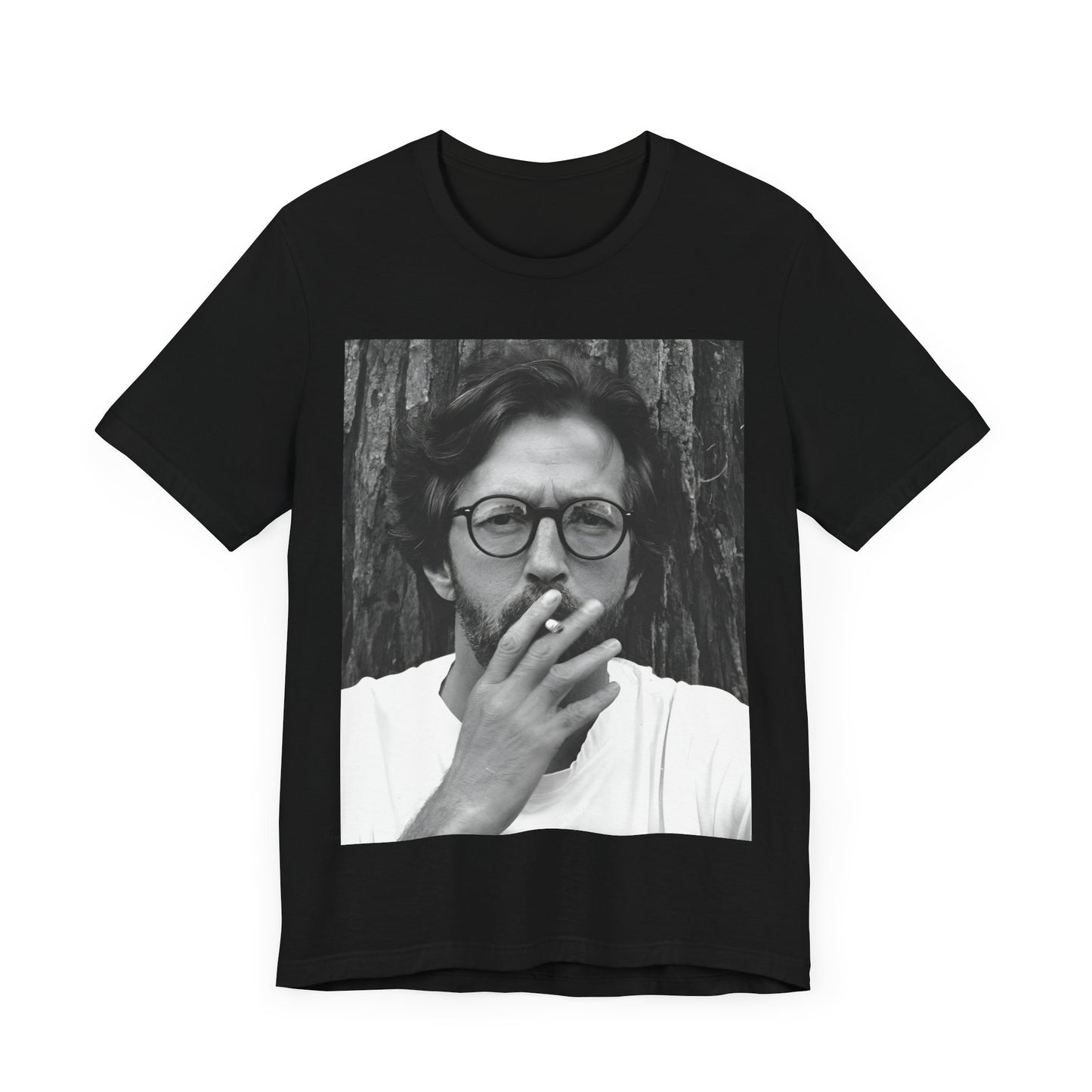 A black graphic t-shirt featuring a graphic related to Eric Clapton's classic Cream era.