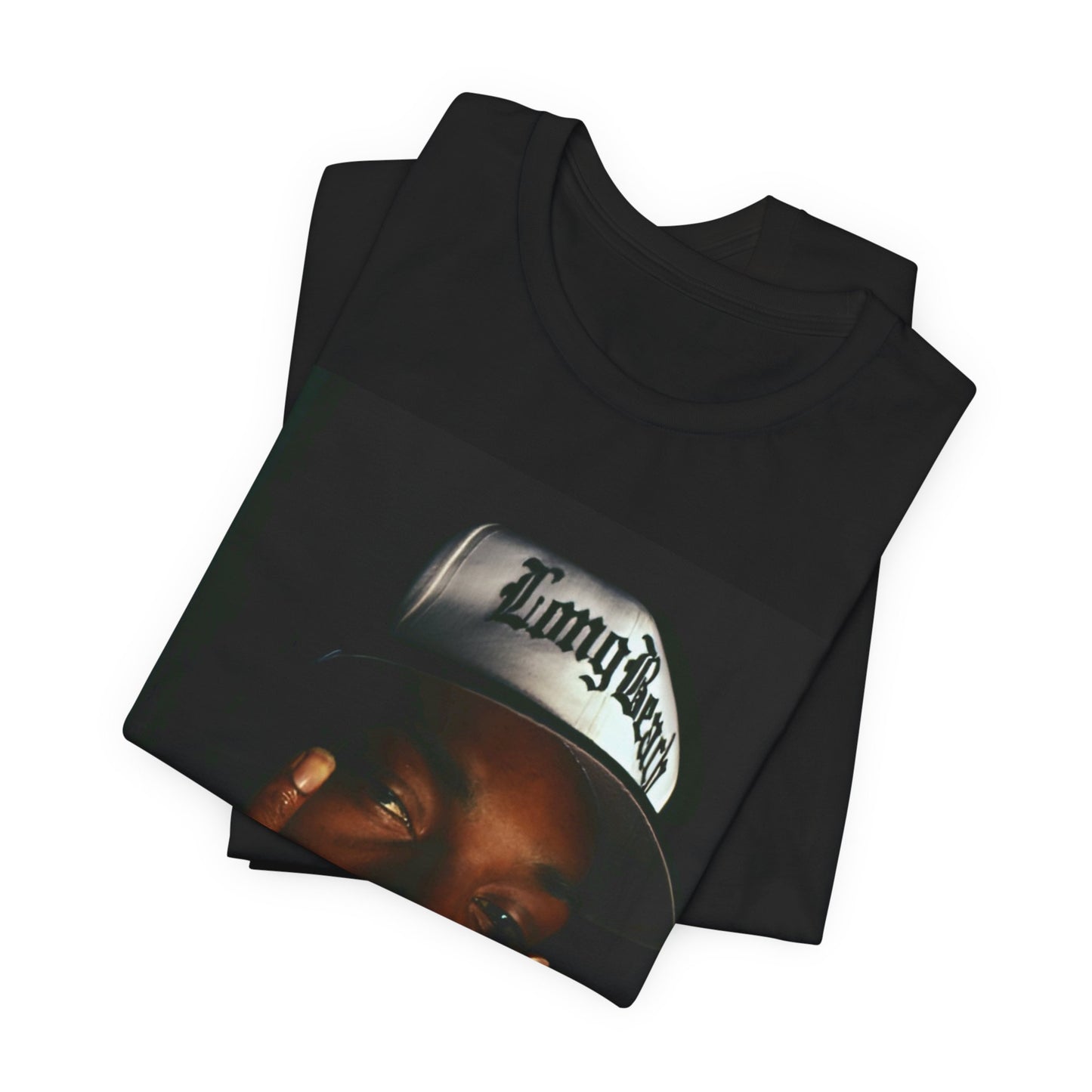 A black graphic t-shirt featuring a graphic of Snoop Dogg giving the middle finger.