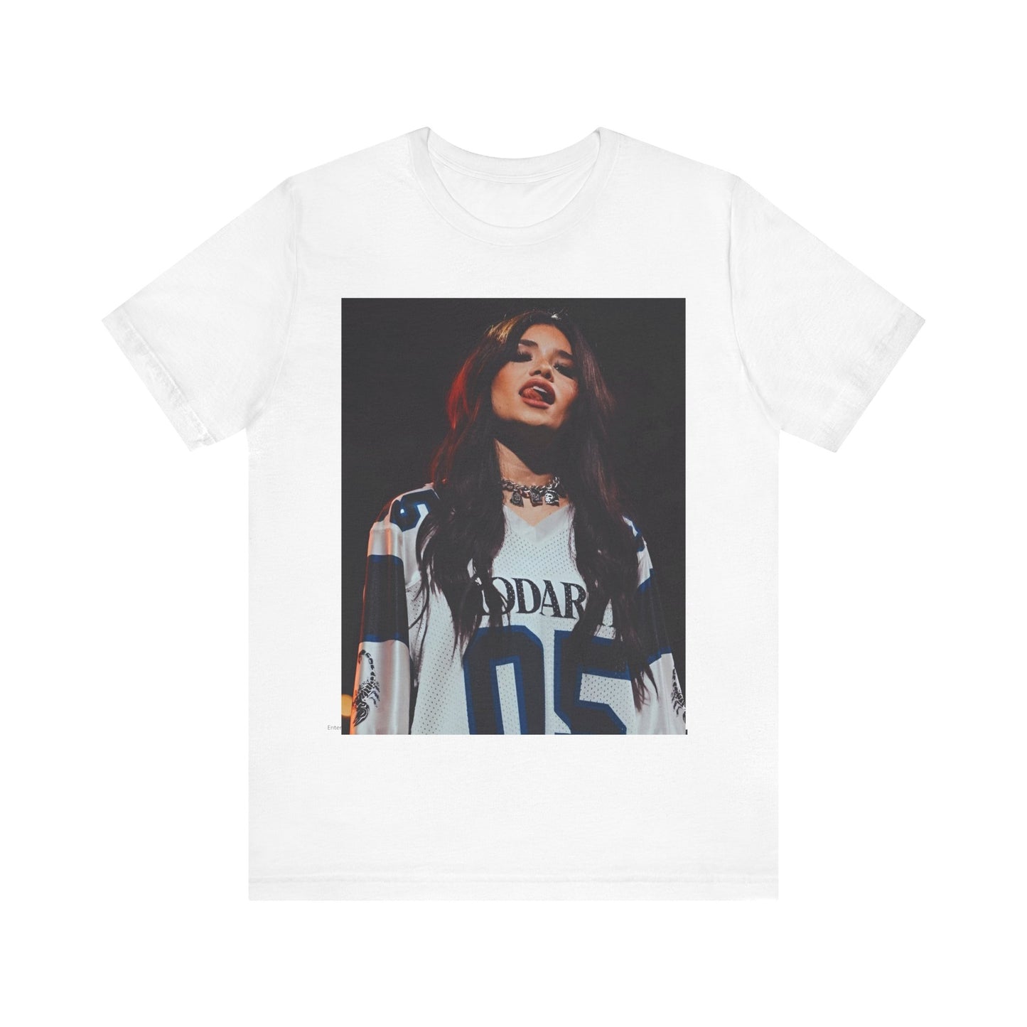 A black graphic t-shirt featuring a graphic or photo of Nessa Barrett performing live.